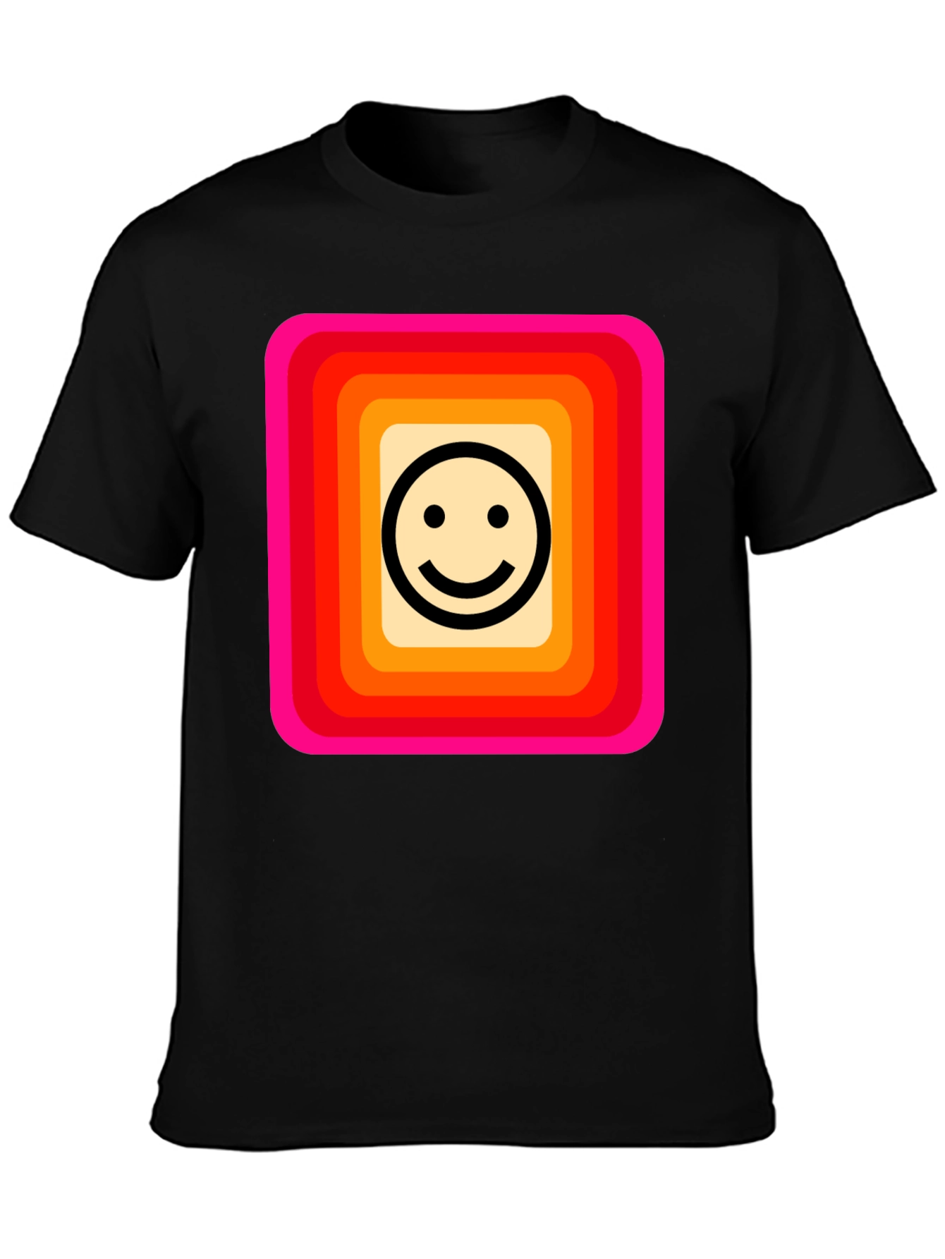 Retro Smiley Face Graphic Tee - Black