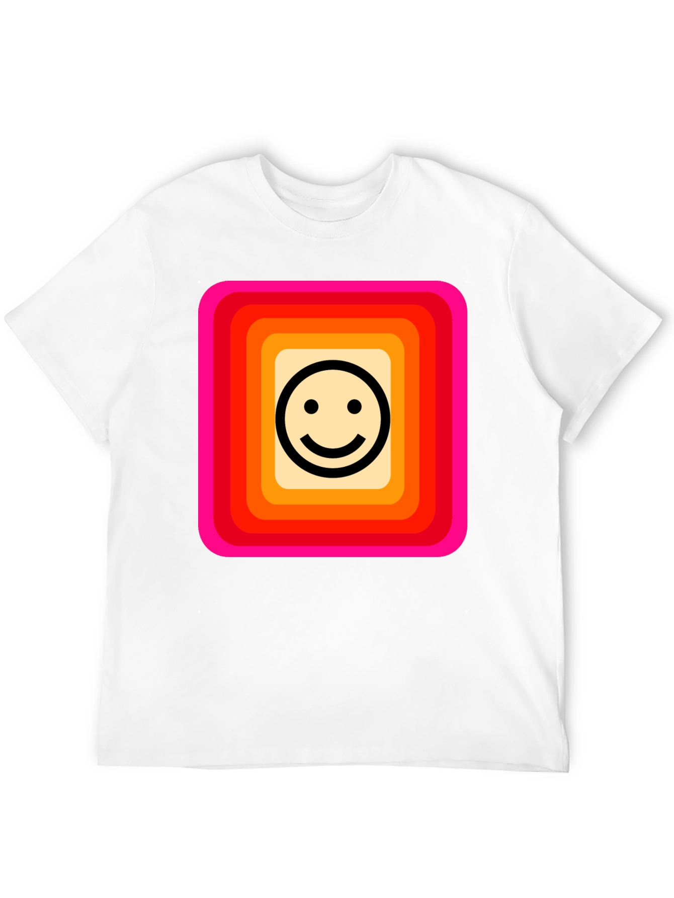 Retro Smiley Face Graphic Tee - Black