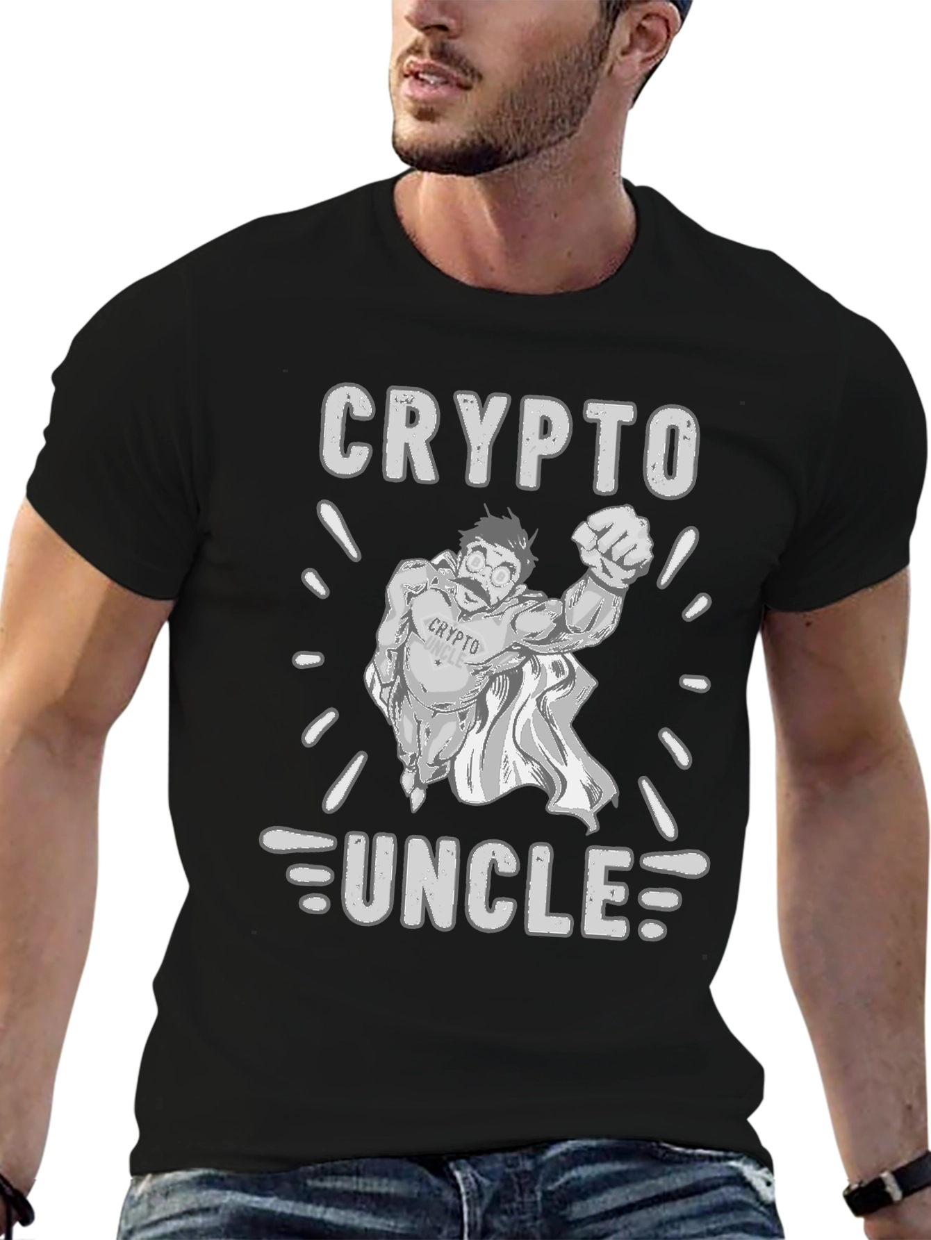 Crypto Uncle T-Shirt - Black Cotton Tee