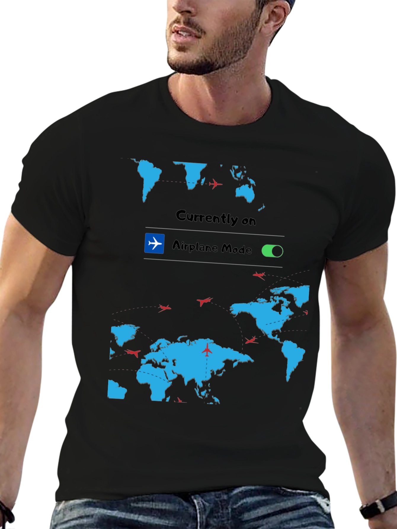 Airplane Mode World Map Graphic Tee