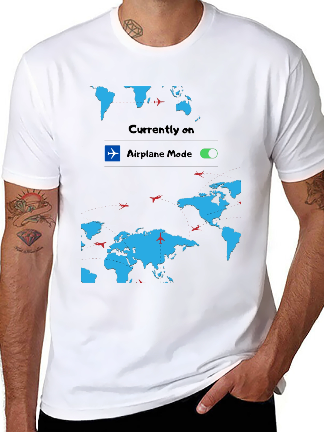 Airplane Mode World Map Graphic Tee