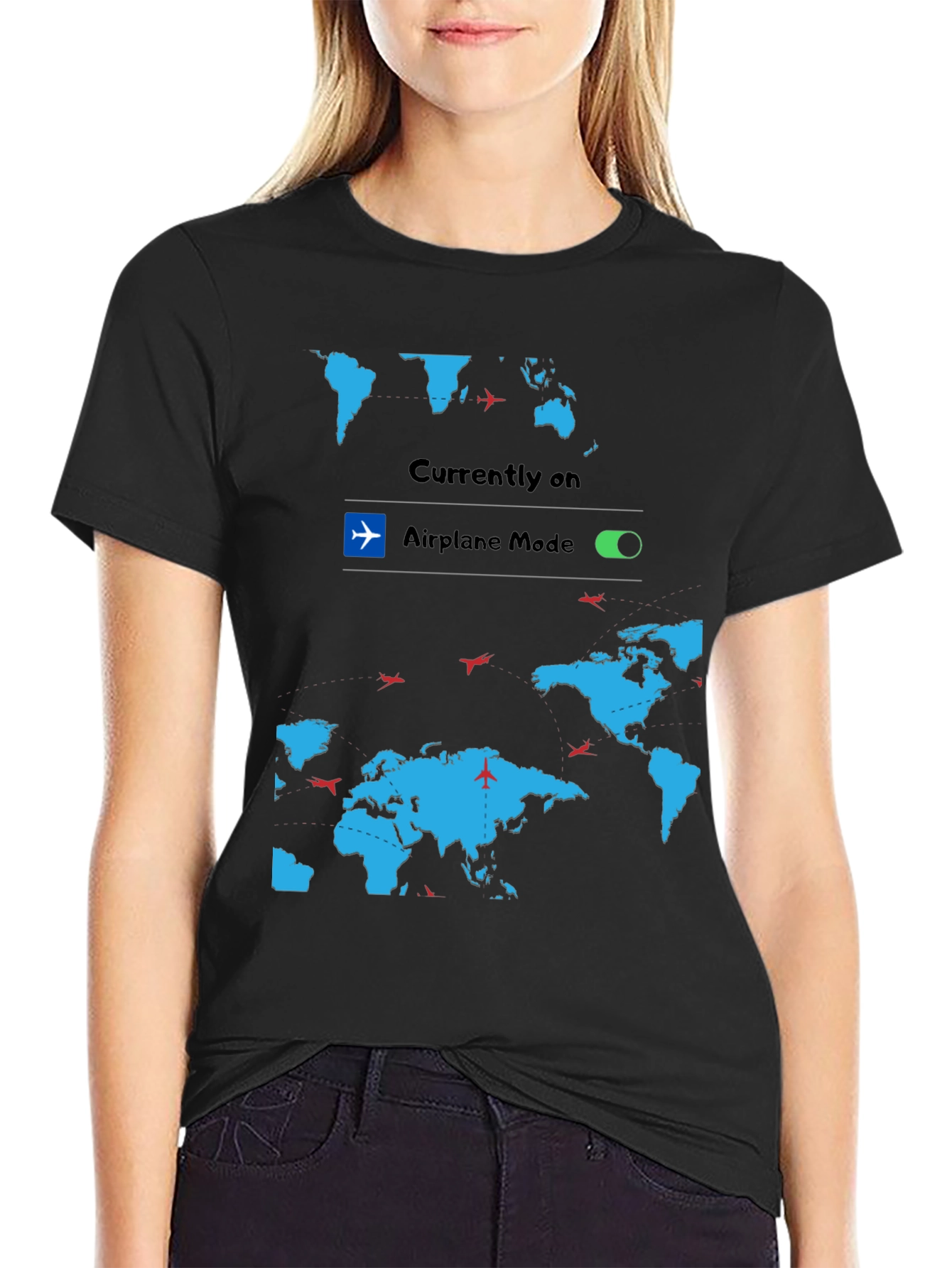 Airplane Mode World Map Graphic Tee
