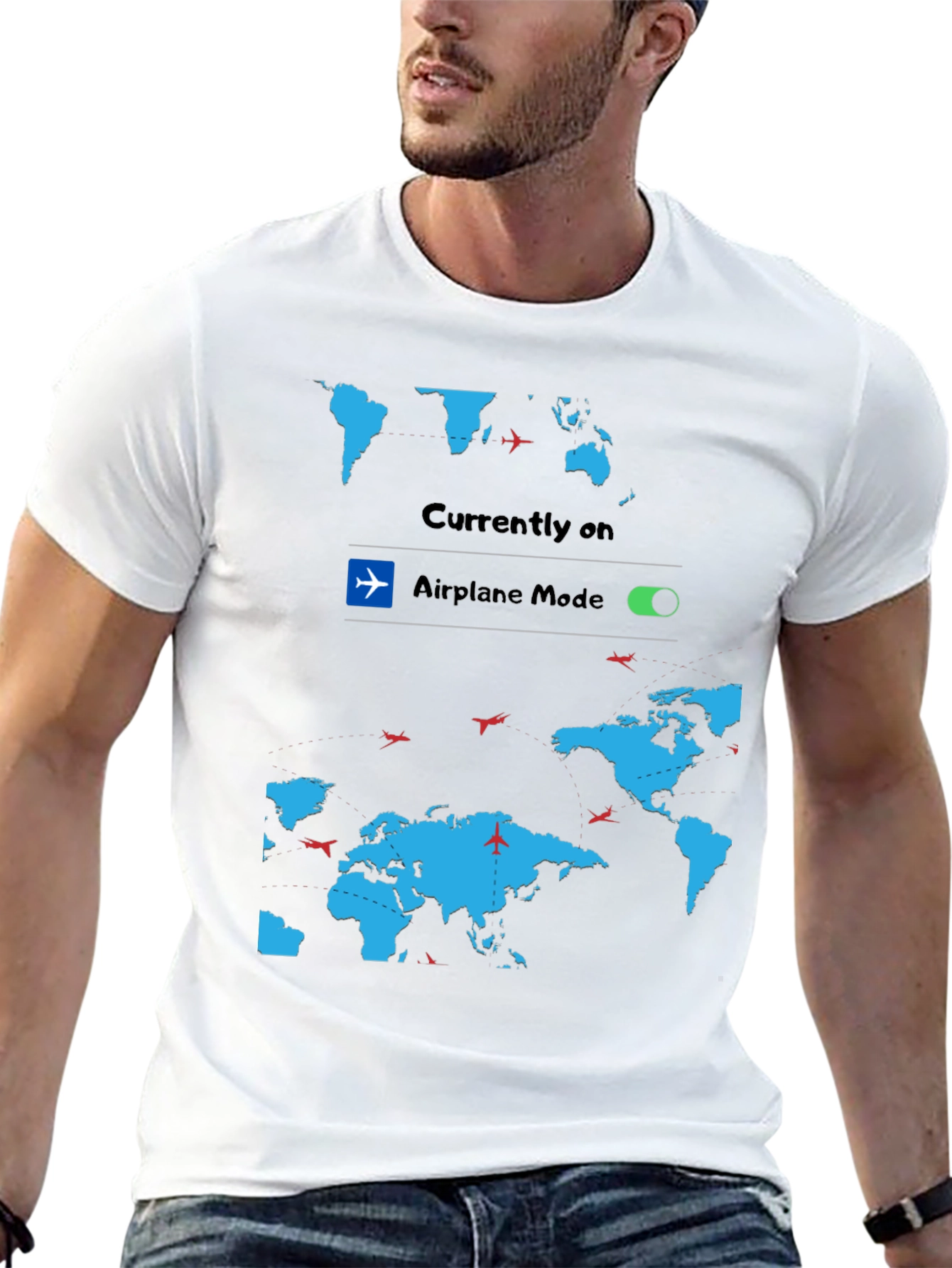 Airplane Mode World Map Graphic Tee
