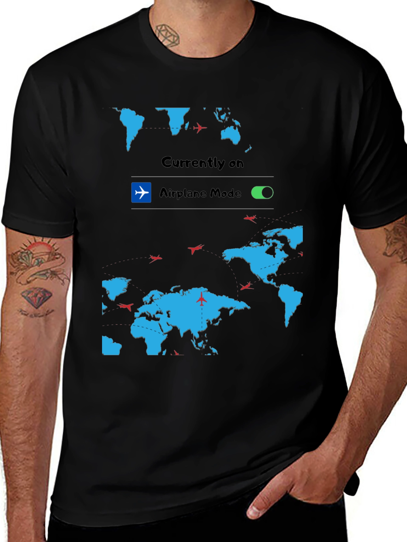 Airplane Mode World Map Graphic Tee