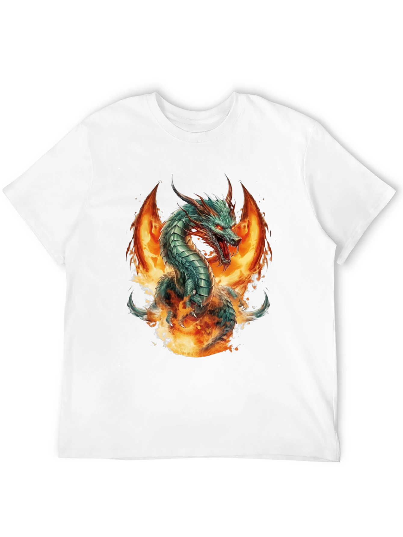 Fiery Dragon Graphic Tee - Bold Black Cotton Shirt