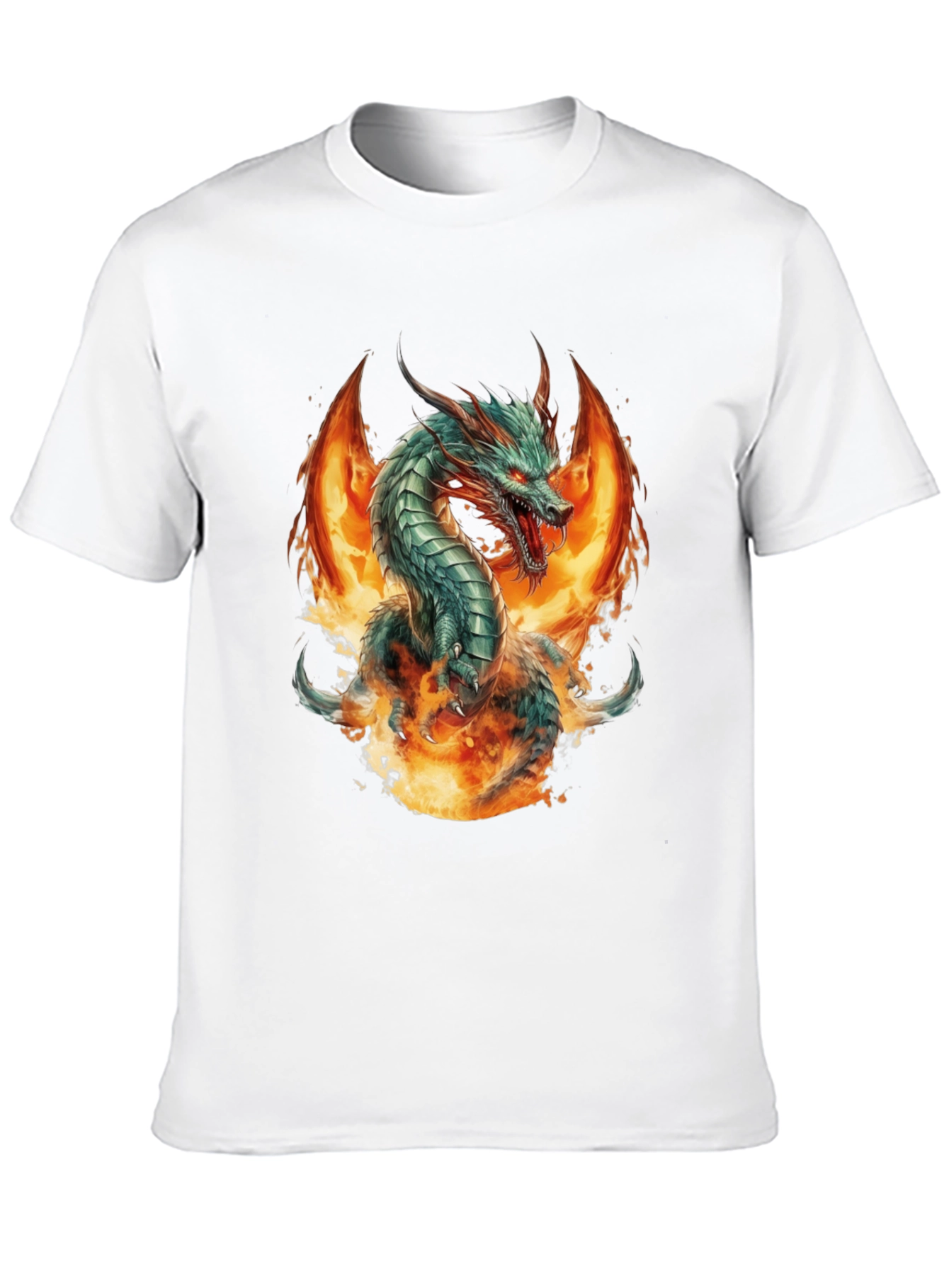 Fiery Dragon Graphic Tee - Bold Black Cotton Shirt