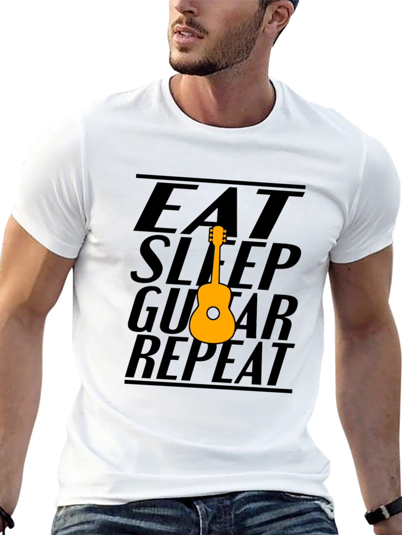 Eat Sleep Guitar Repeat Black T-Shirt