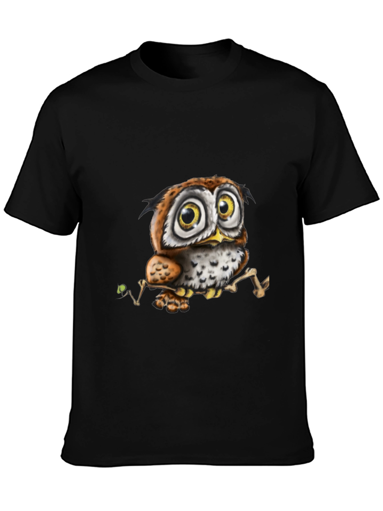 Cute Owl Graphic Tee - Black