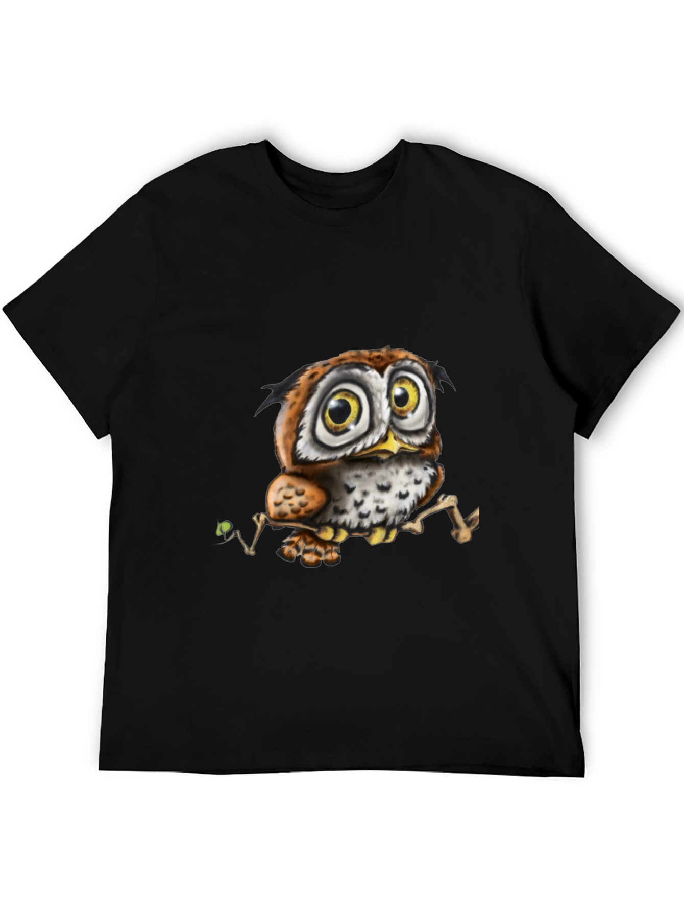 Cute Owl Graphic Tee - Black