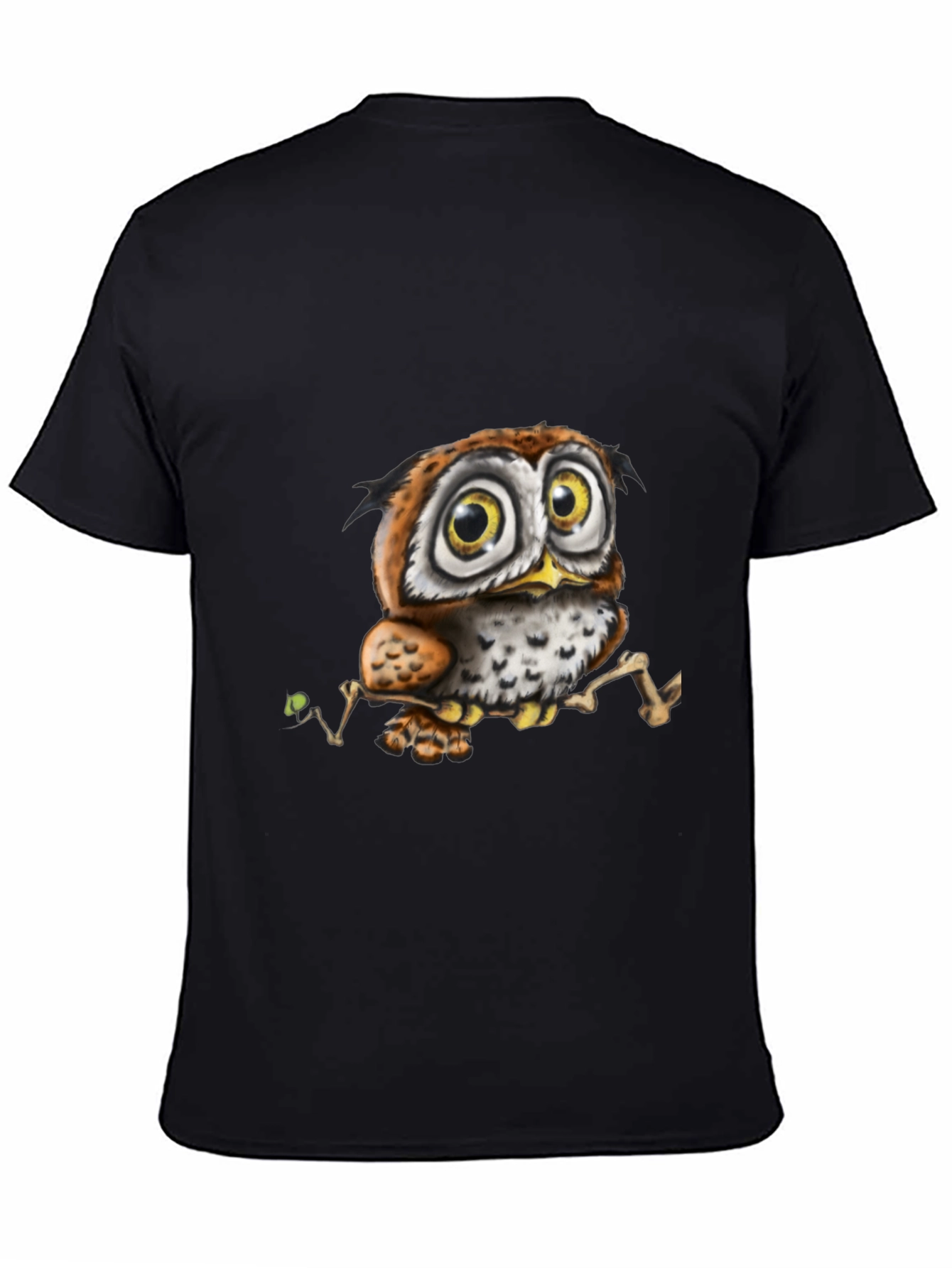 Cute Owl Graphic Tee - Black