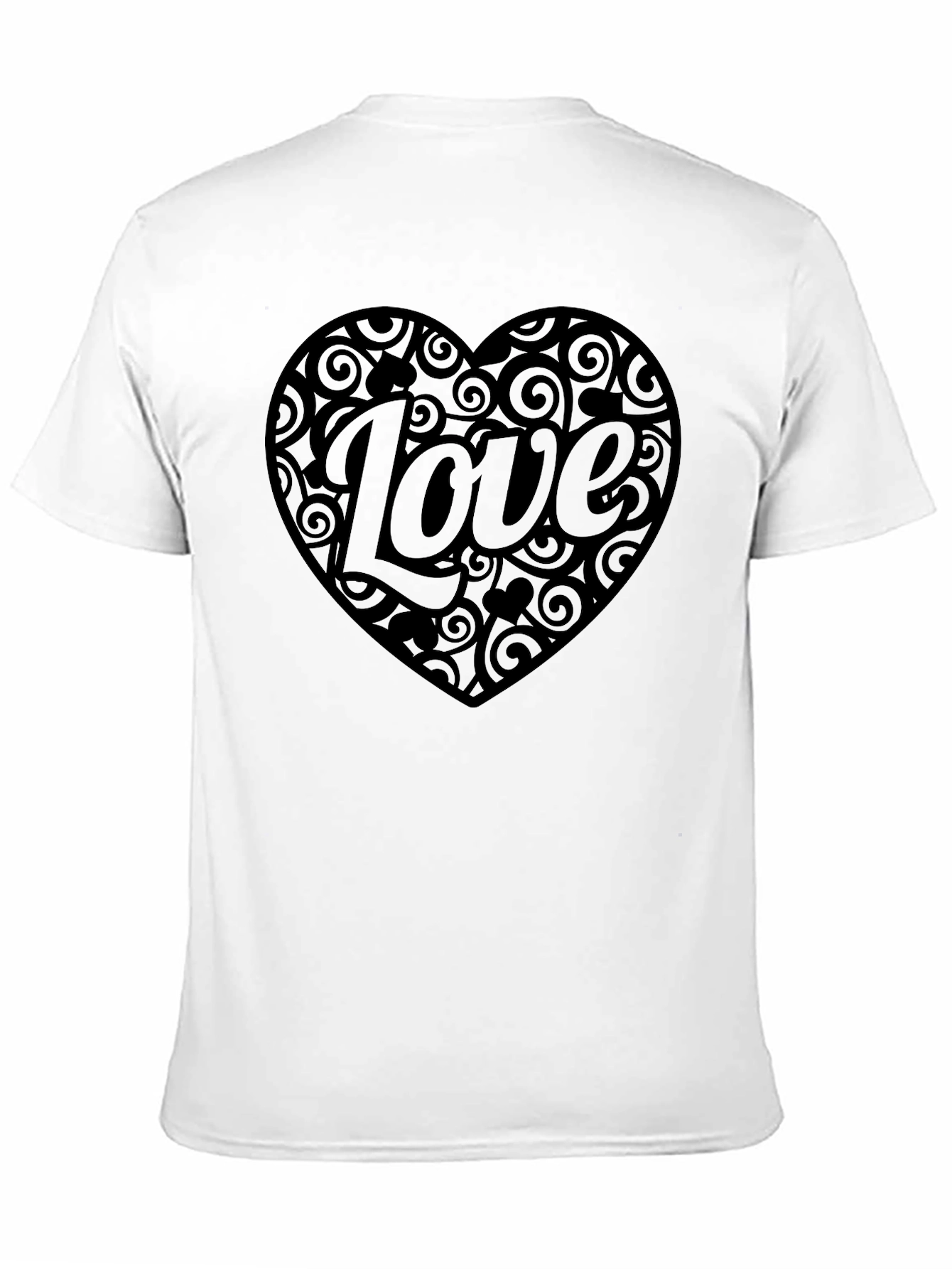 Love Heart Swirls Mens Black T-Shirt