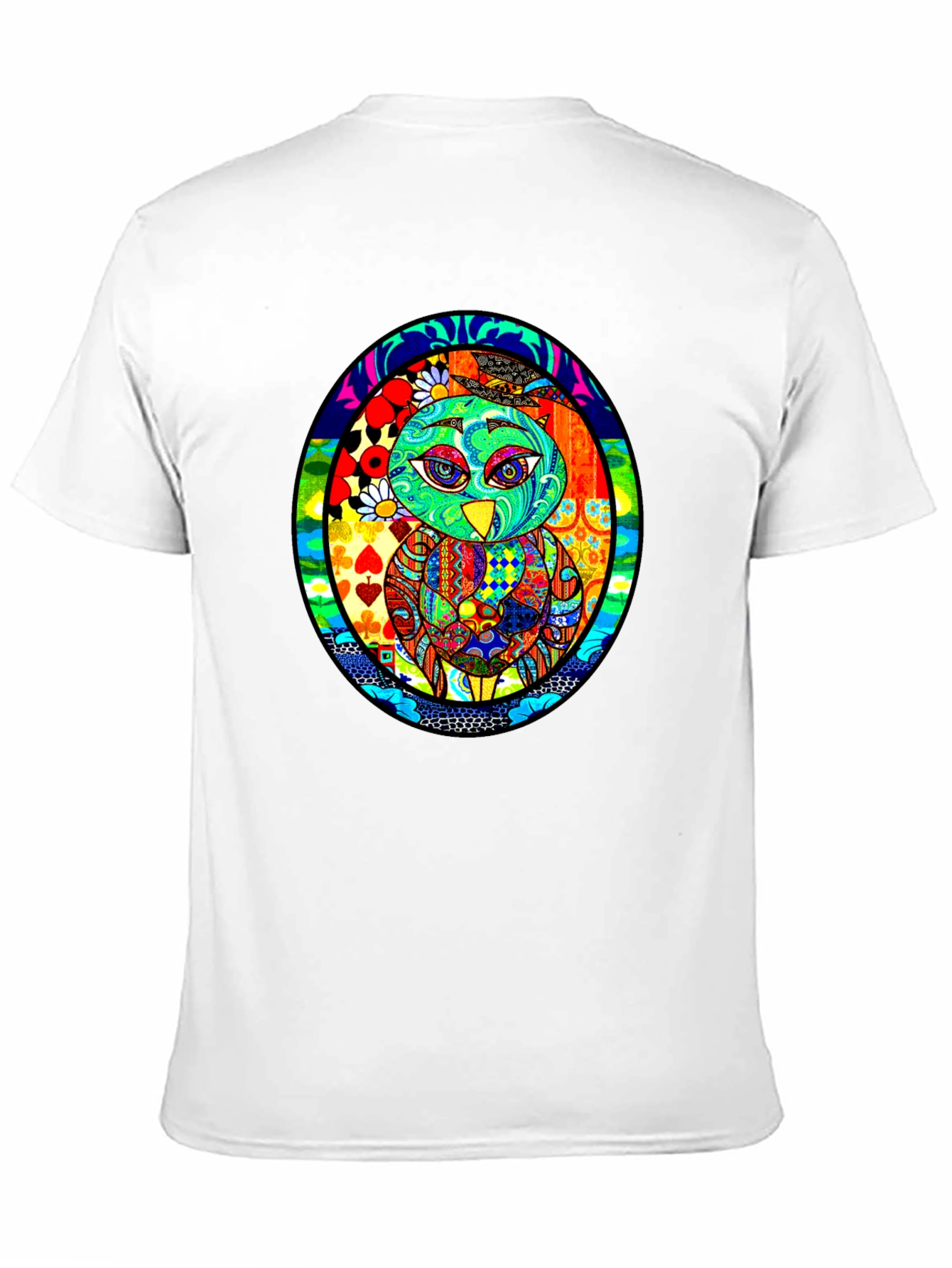 Vibrant Owl Graphic Black T-Shirt