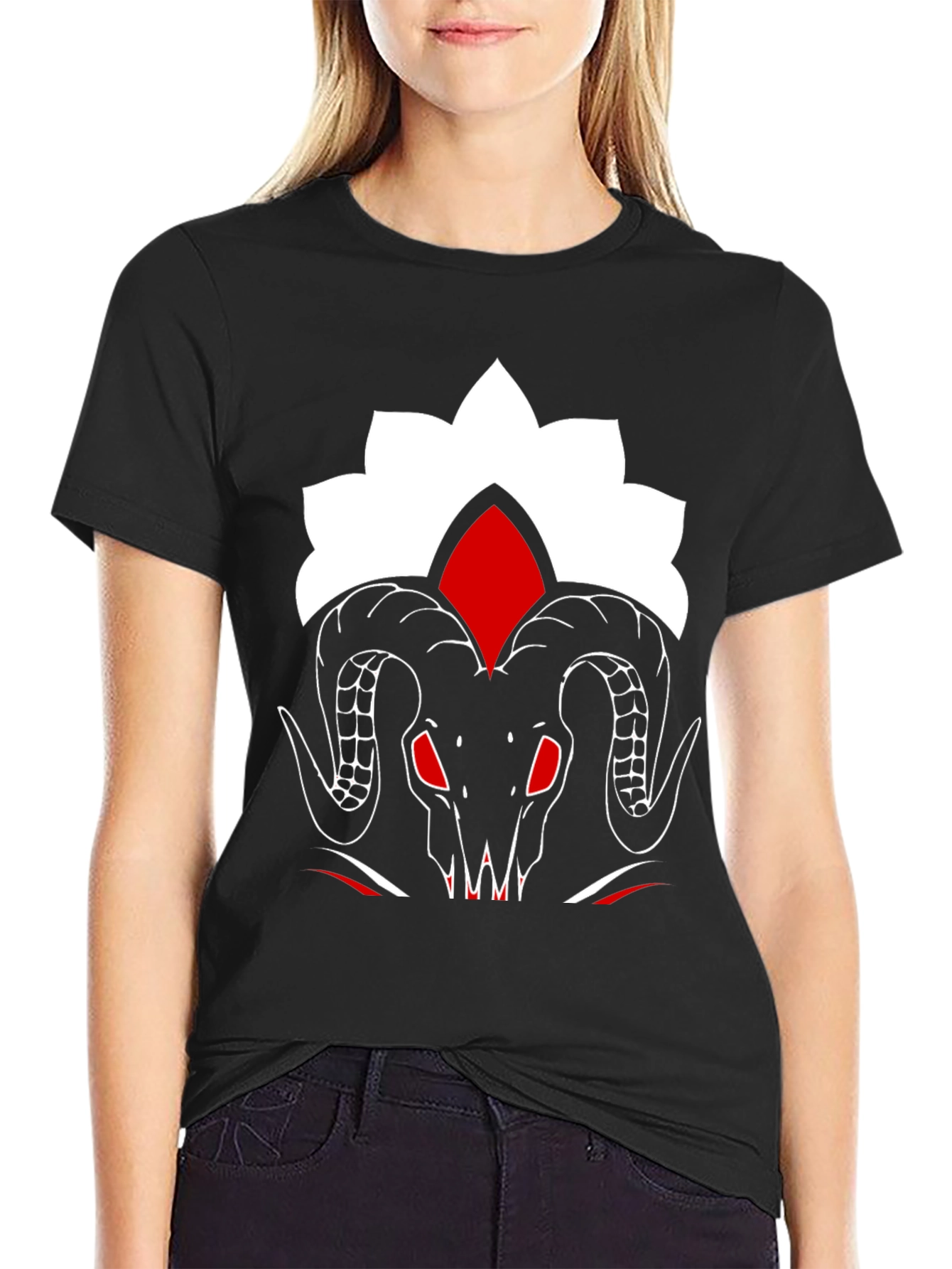 Ram Skull Graphic Tee - Stylish Black T-Shirt
