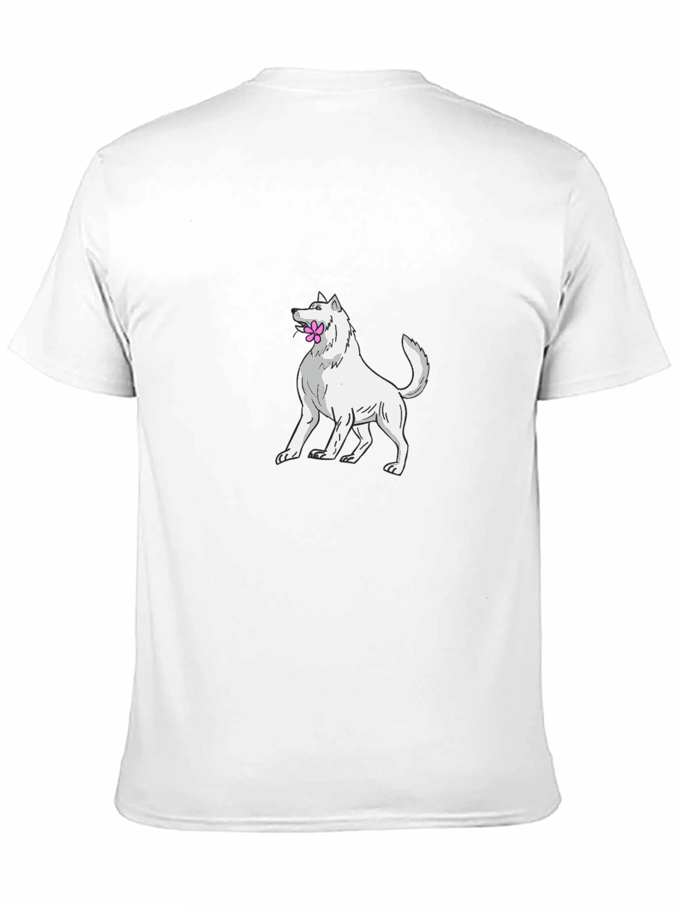 Dog with Flower T-Shirt - Black Cotton Tee