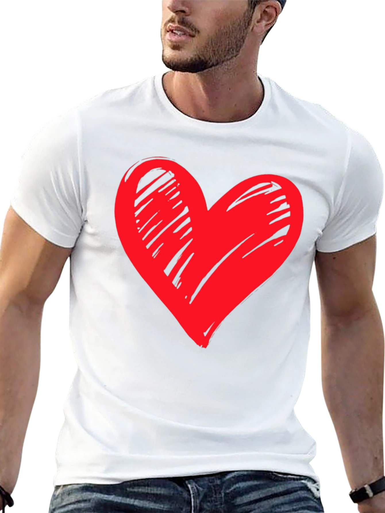 Heart Graphic Black T-Shirt Casual Tee
