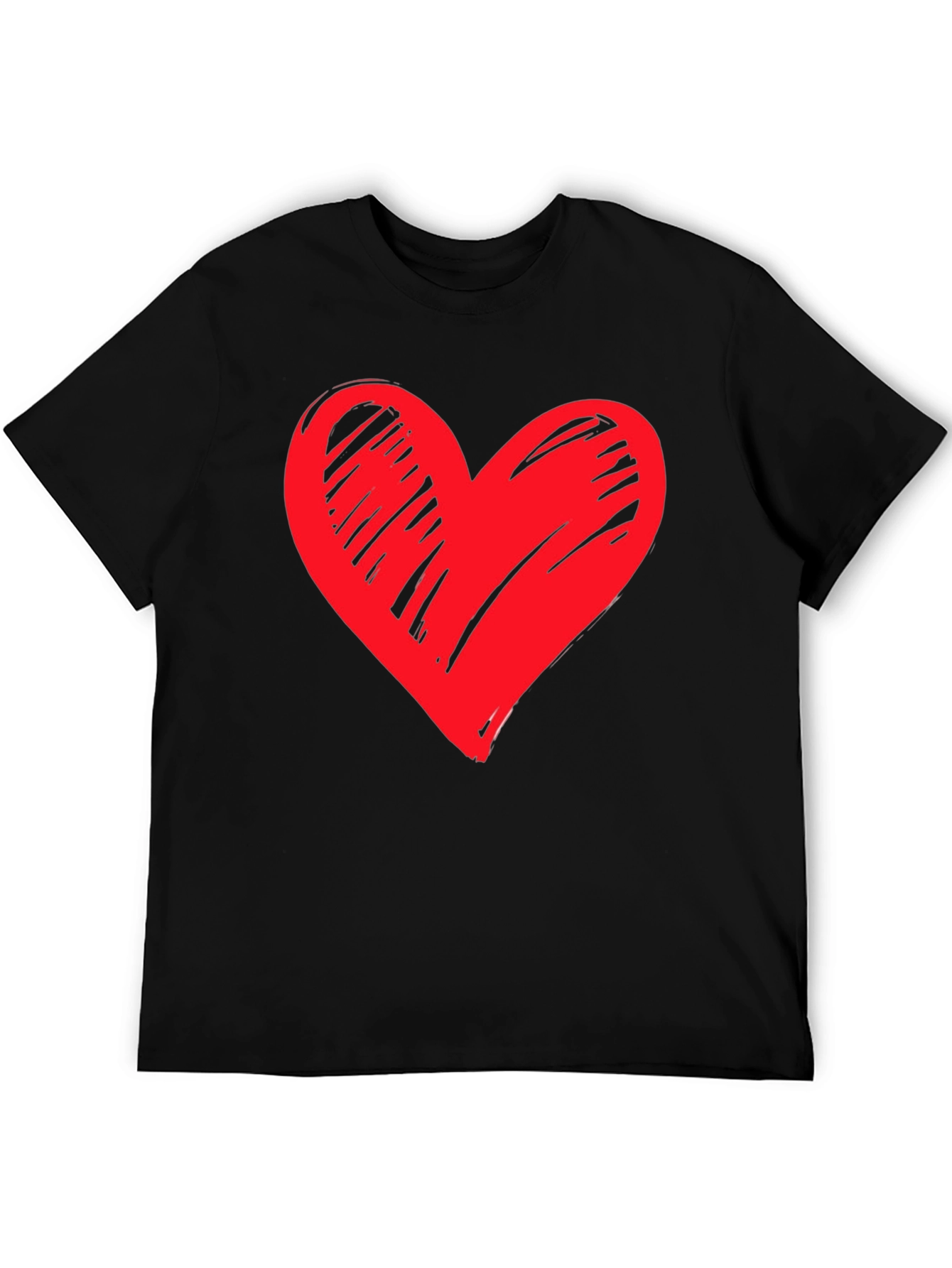Heart Graphic Black T-Shirt Casual Tee
