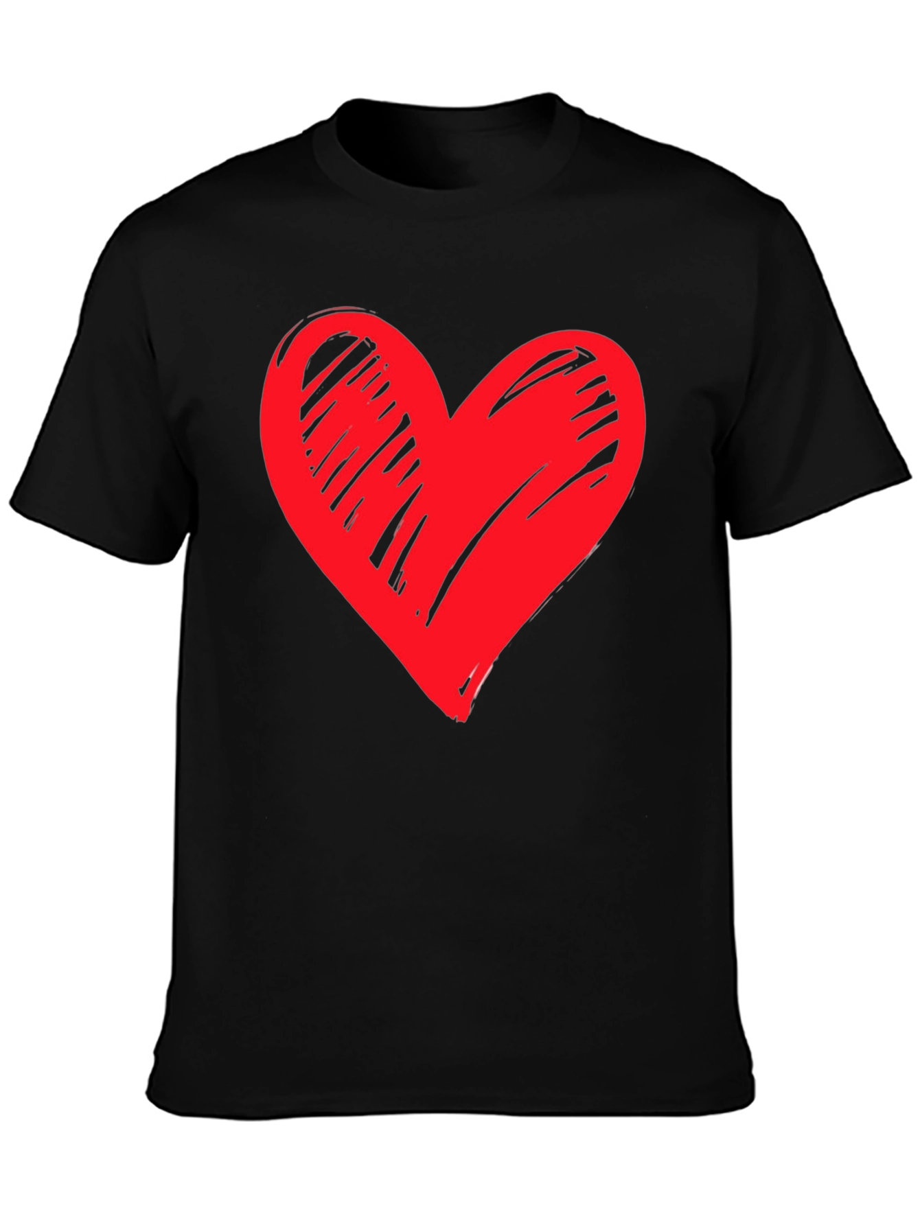 Heart Graphic Black T-Shirt Casual Tee