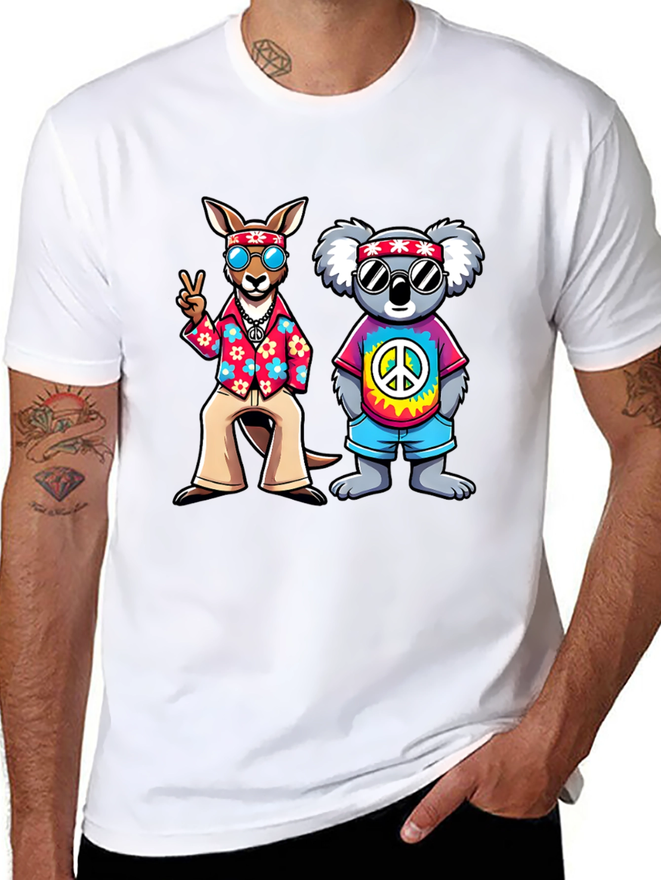 Hippie Kangaroo & Koala Graphic Tee