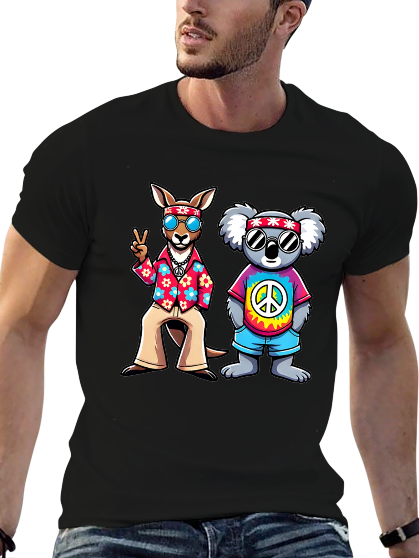 Hippie Kangaroo & Koala Graphic Tee