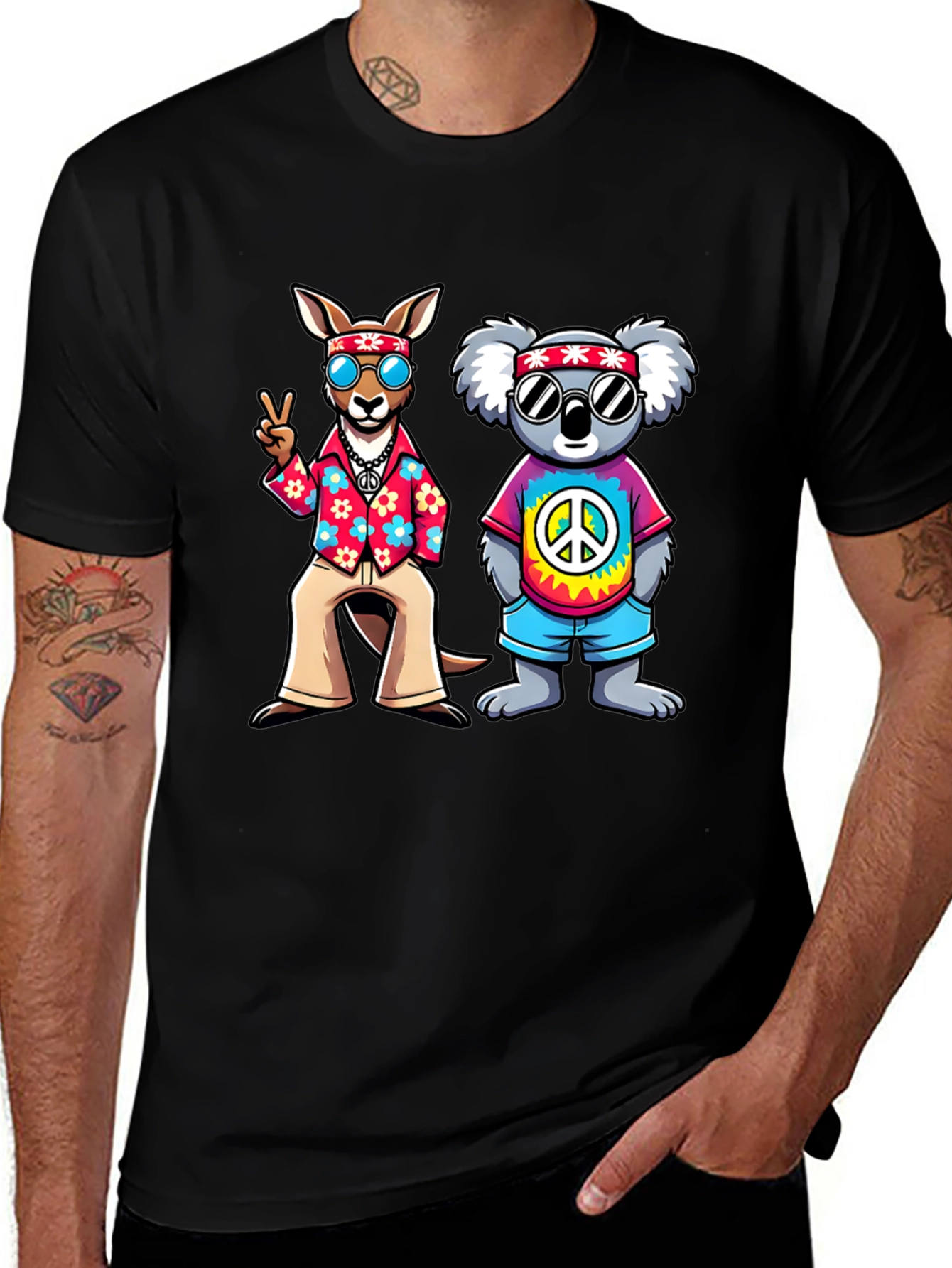 Hippie Kangaroo & Koala Graphic Tee