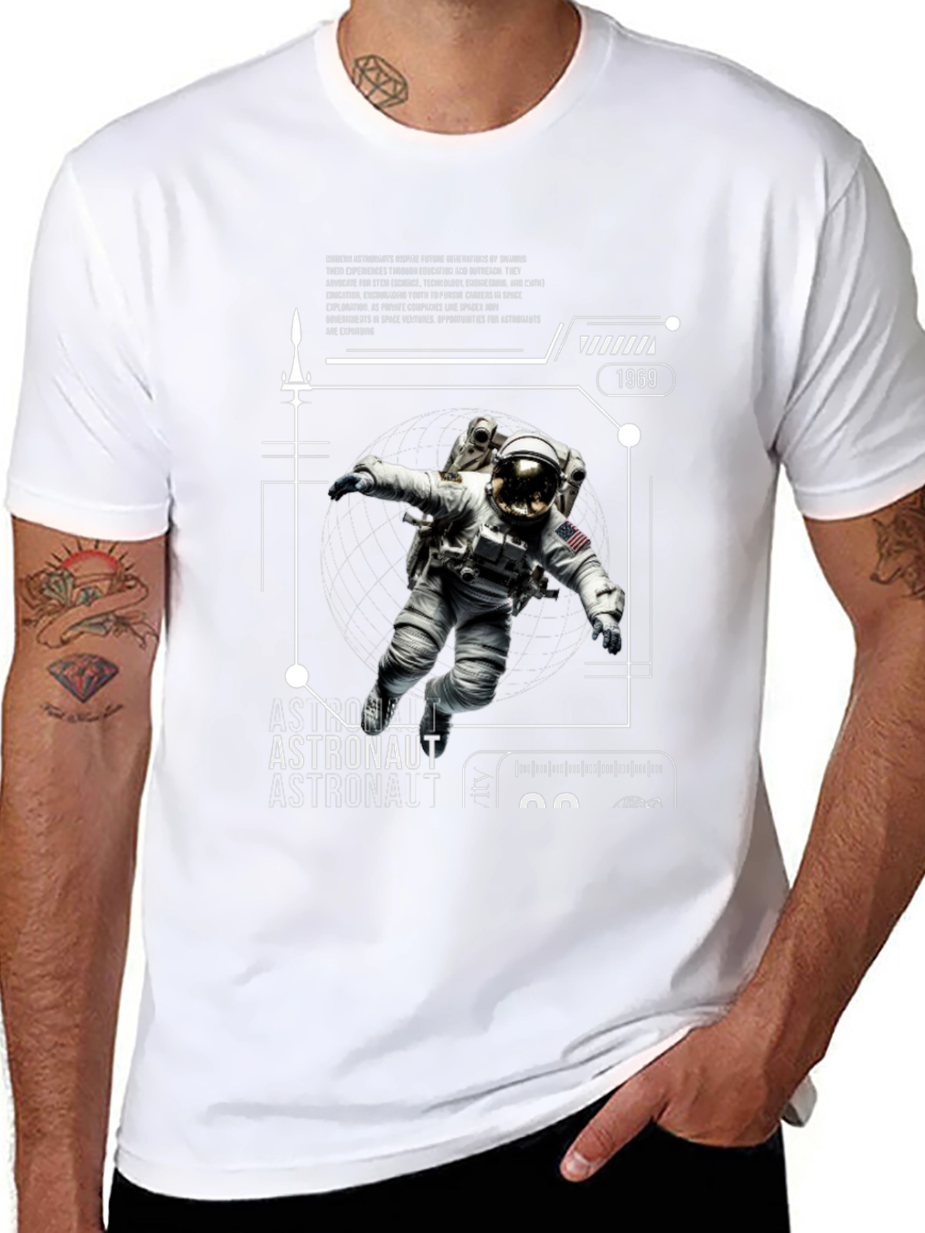 Astronaut Graphic Print Tee - Space Explorer T-Shirt