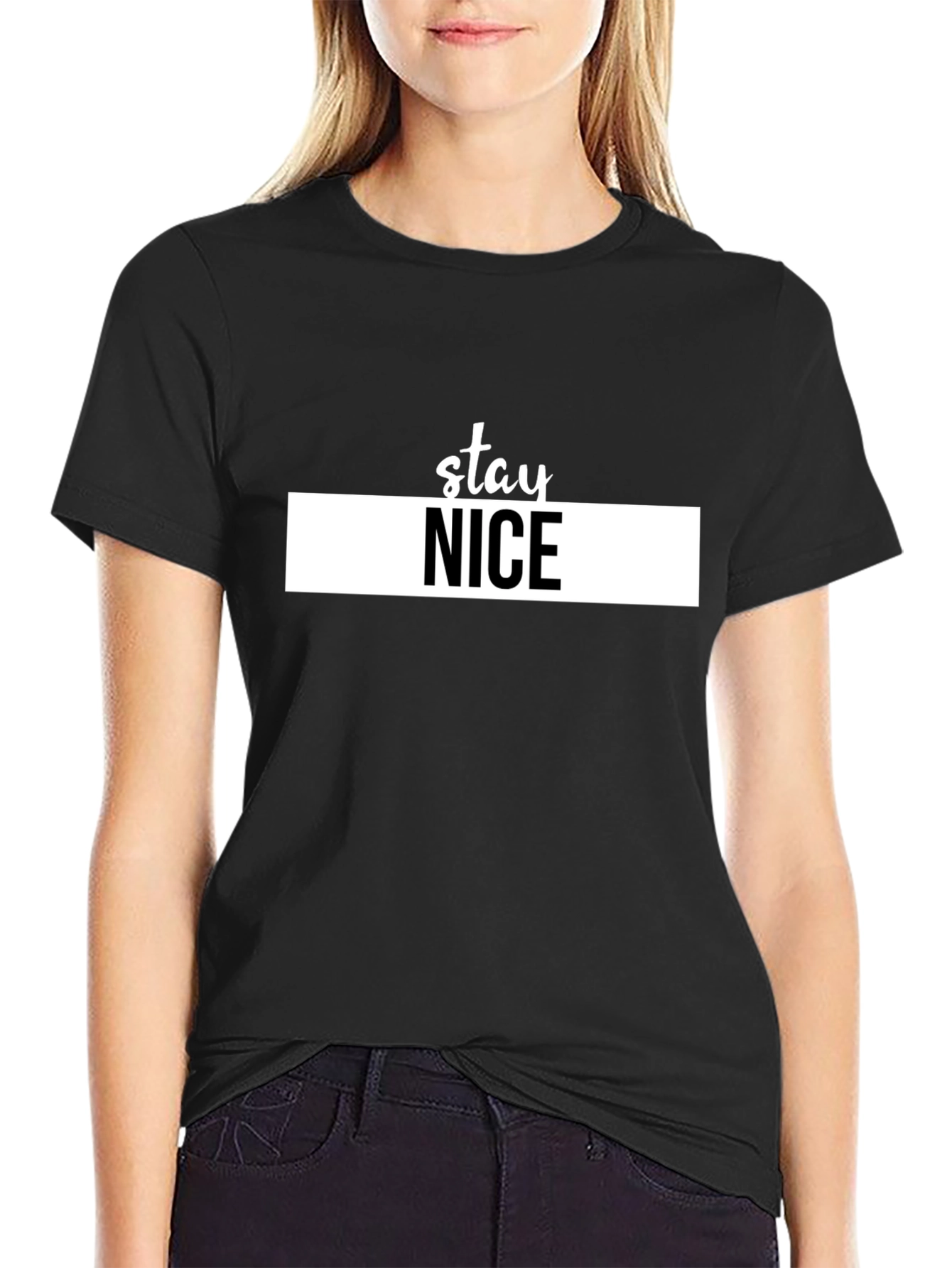 Stay Nice Graphic Tee - Trendy Black T-Shirt