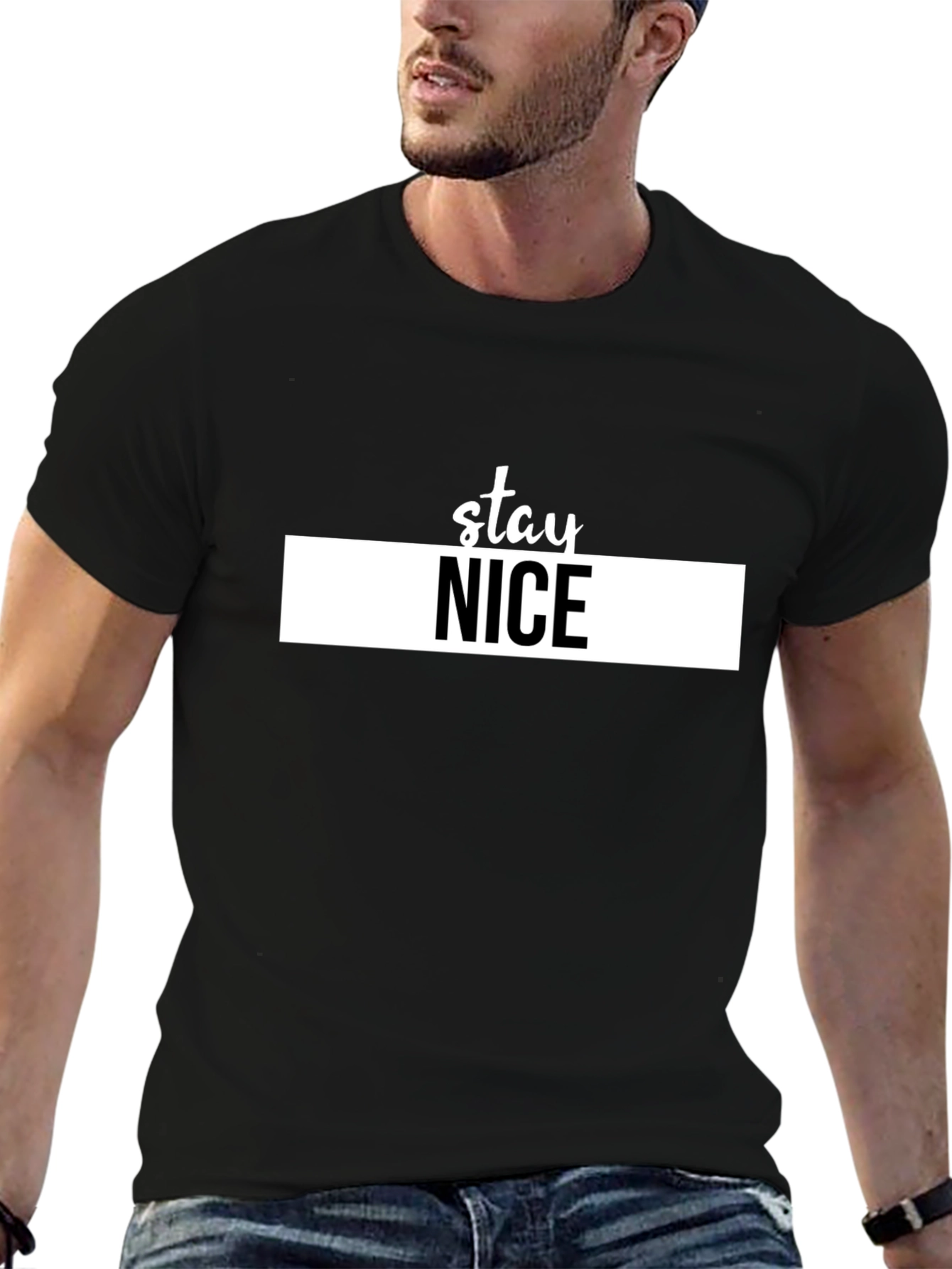 Stay Nice Graphic Tee - Trendy Black T-Shirt