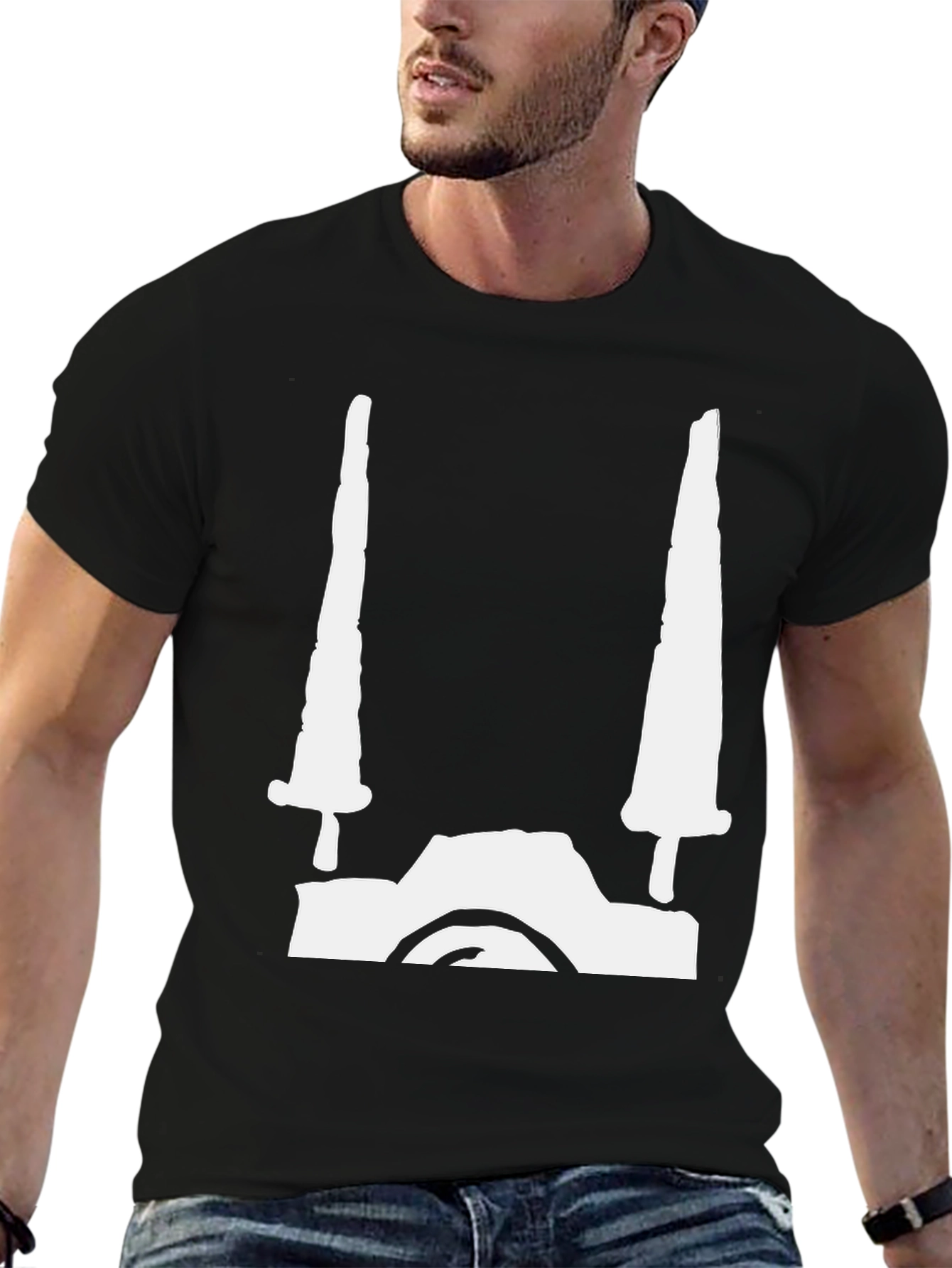 Edgy Swords Graphic Tee - Black Cotton Blend