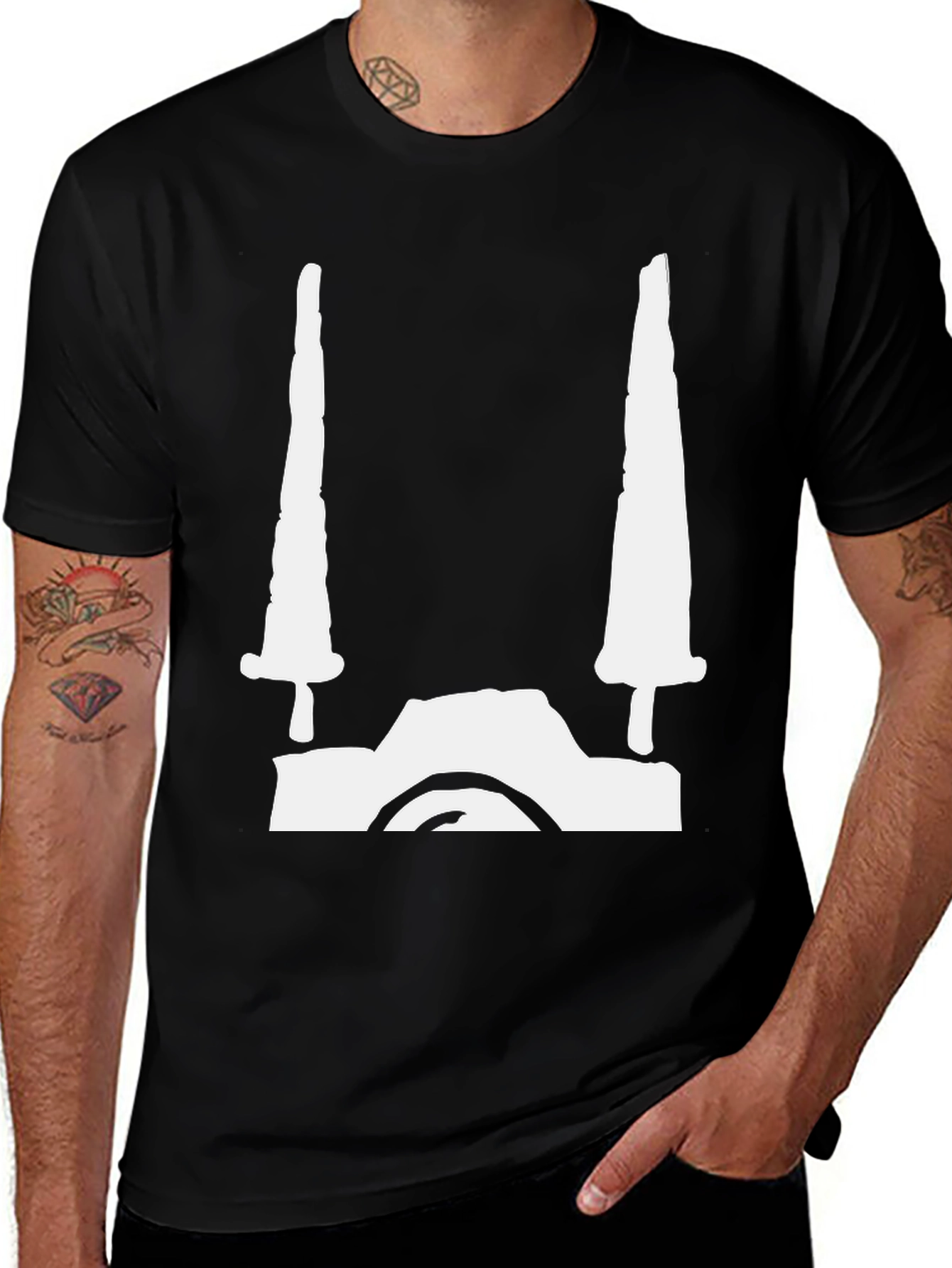 Edgy Swords Graphic Tee - Black Cotton Blend