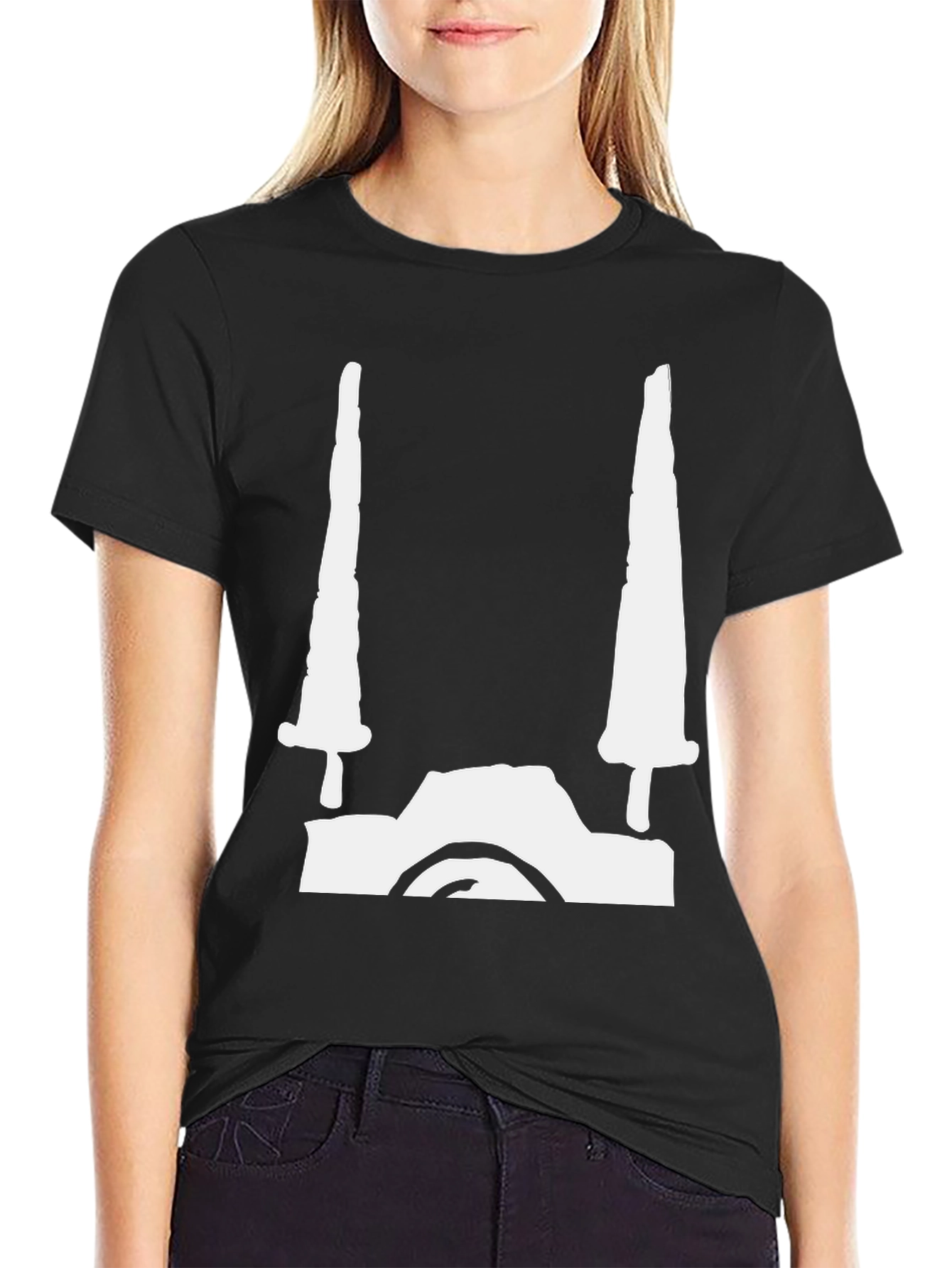 Edgy Swords Graphic Tee - Black Cotton Blend