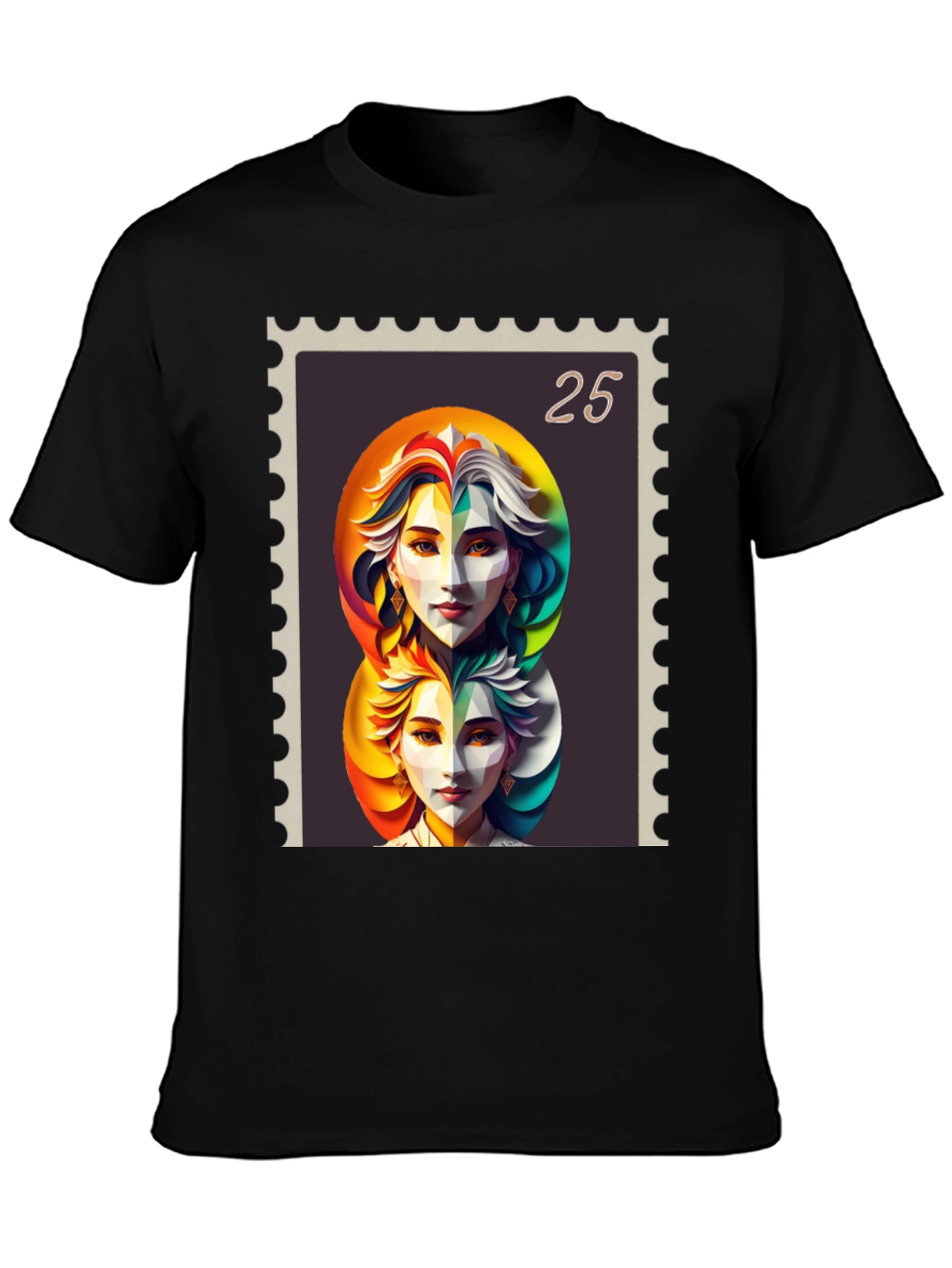 Abstract Portrait Stamp Graphic Tee