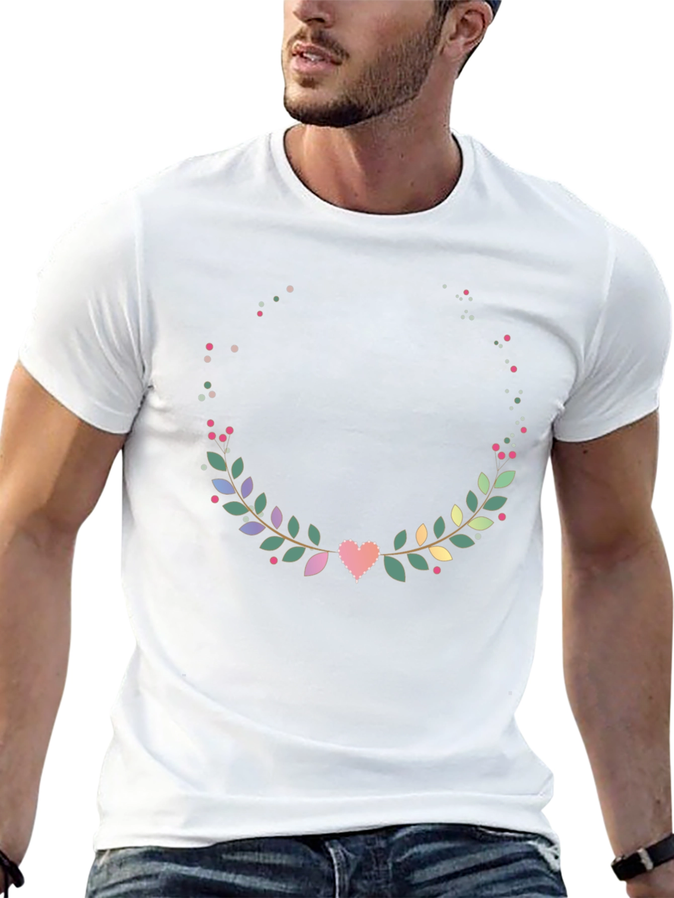 Floral Heart Wreath T-Shirt - Stylish Graphic Tee