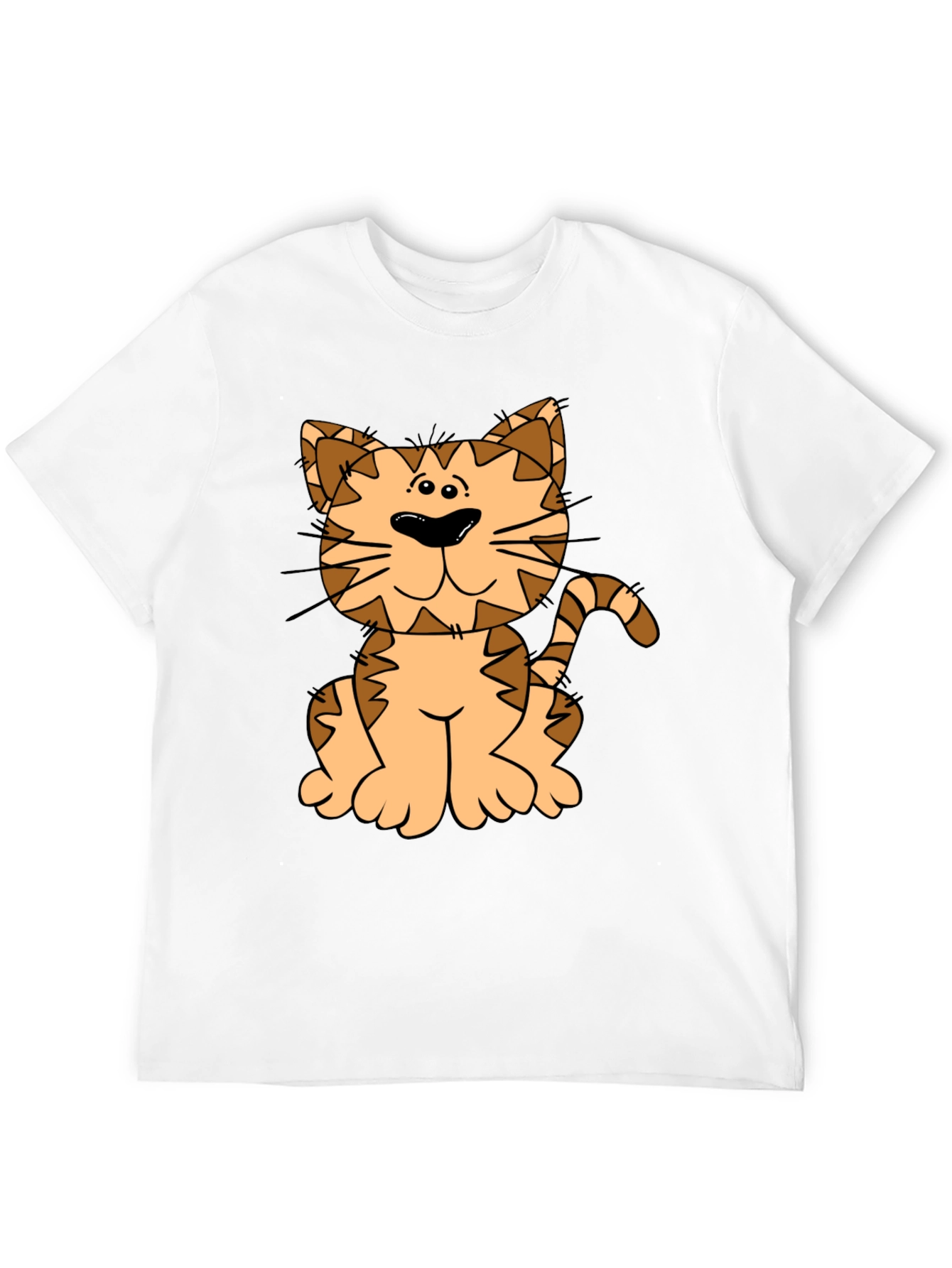 Cute Cartoon Cat Graphic Tee - Black Cotton Shirt