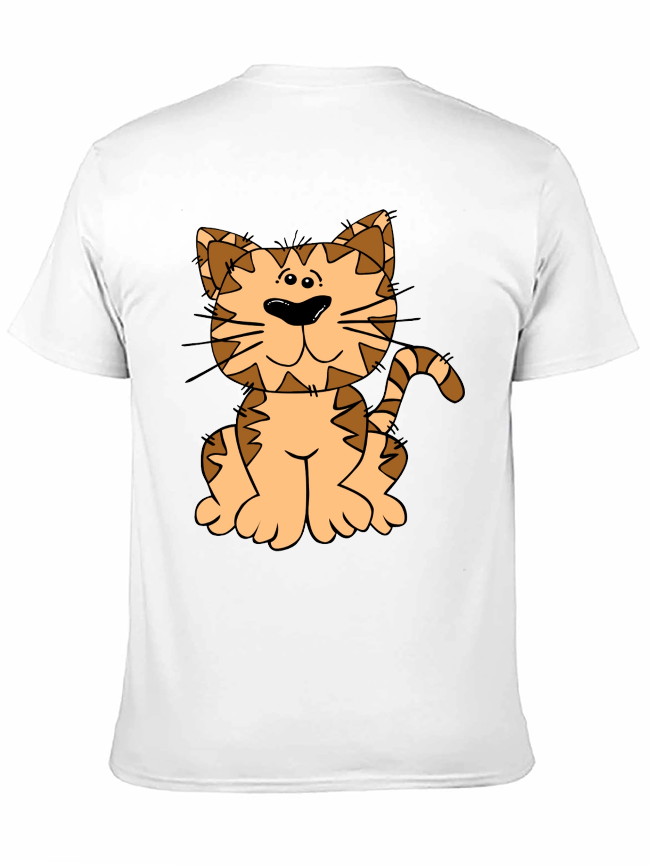 Cute Cartoon Cat Graphic Tee - Black Cotton Shirt