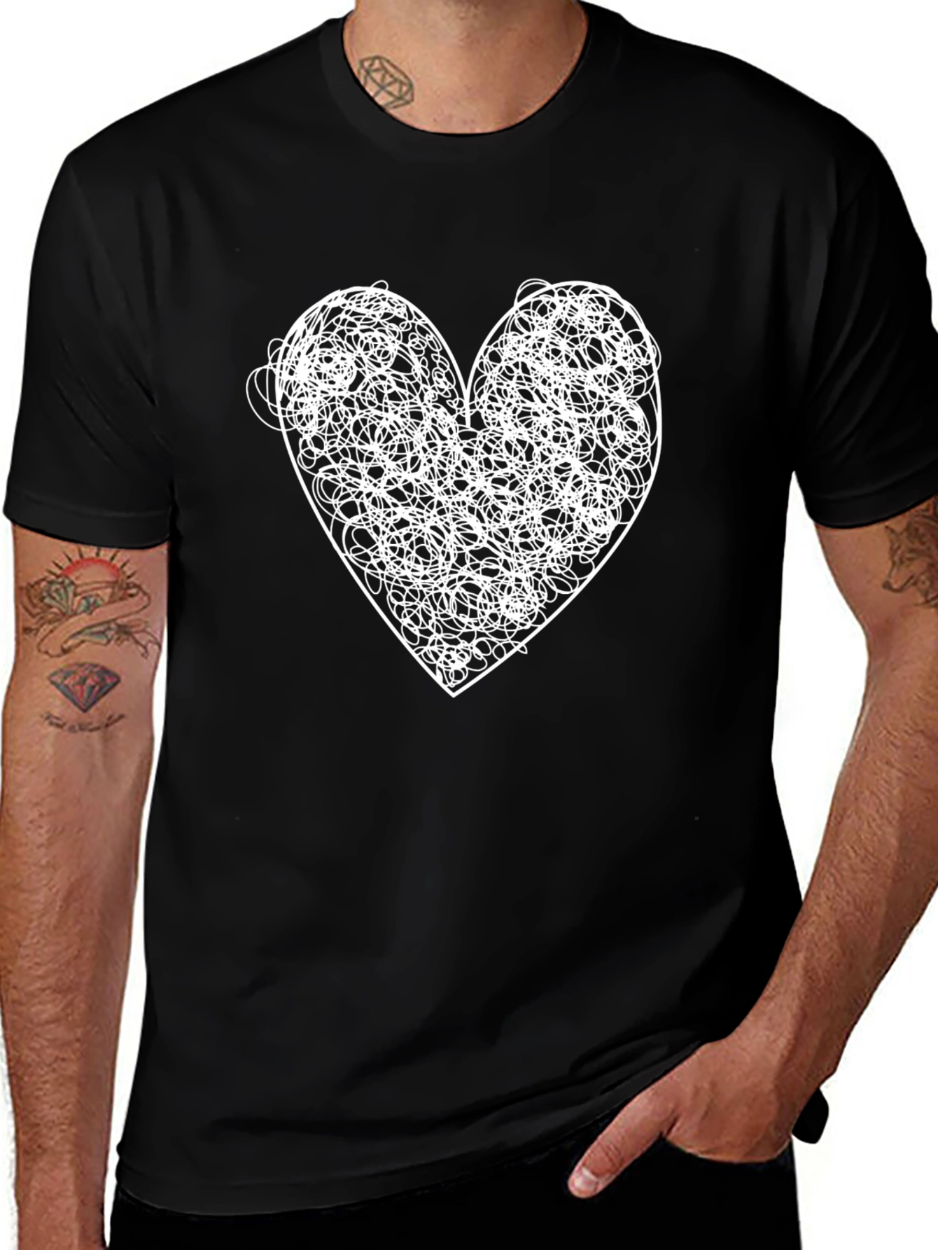 Tangled Heart Graphic Tee - Black Unisex Shirt