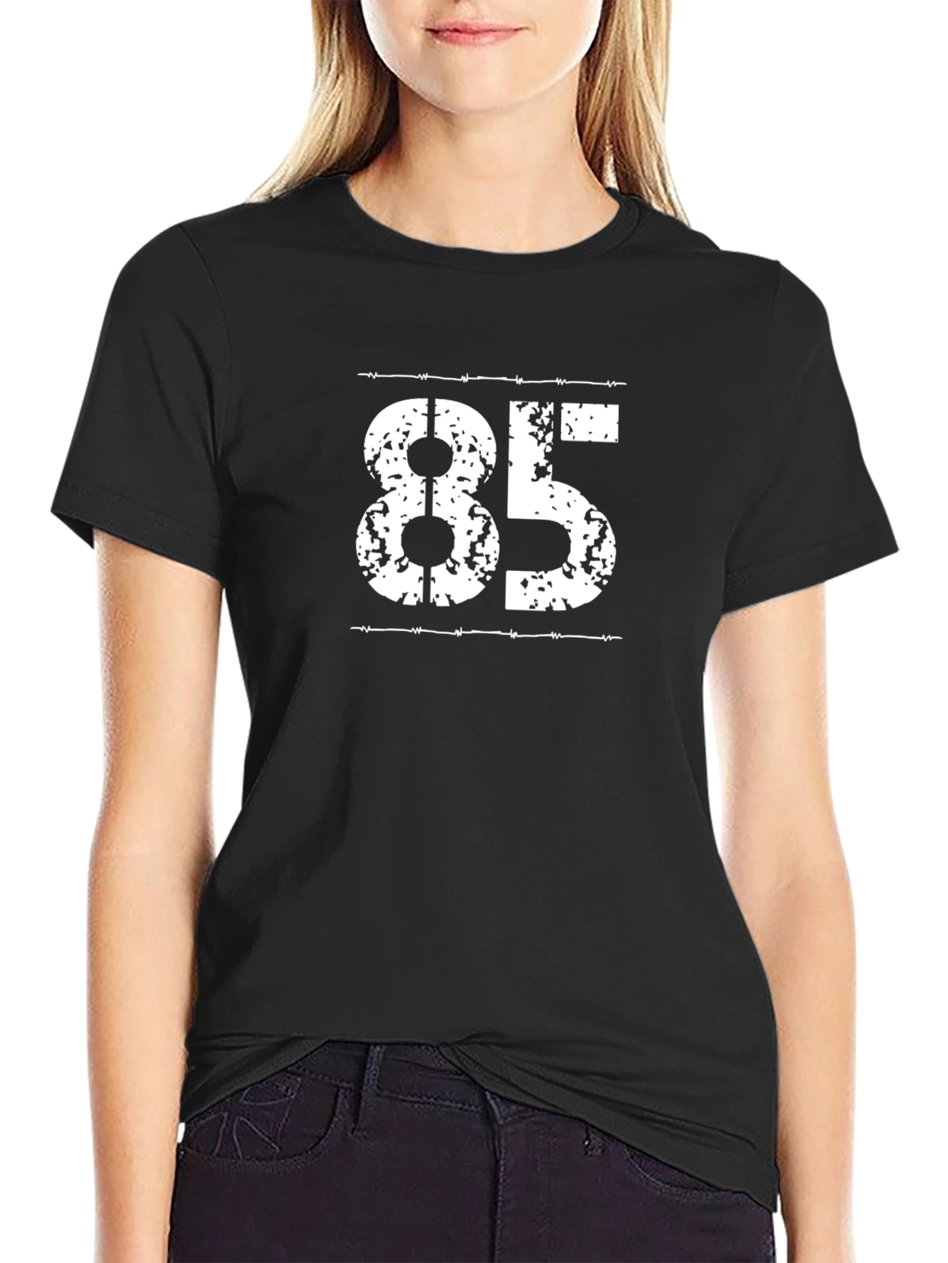 Mens Black T-Shirt with White 85 Graphic