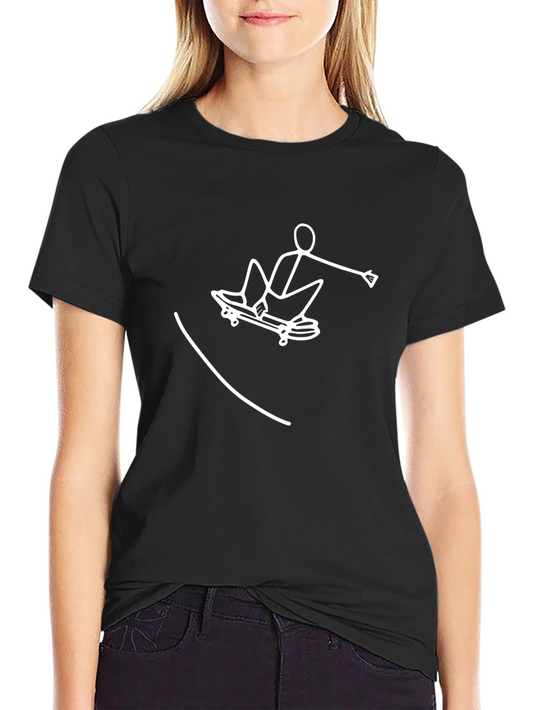 Cool Skateboard Stick Figure Graphic Tee