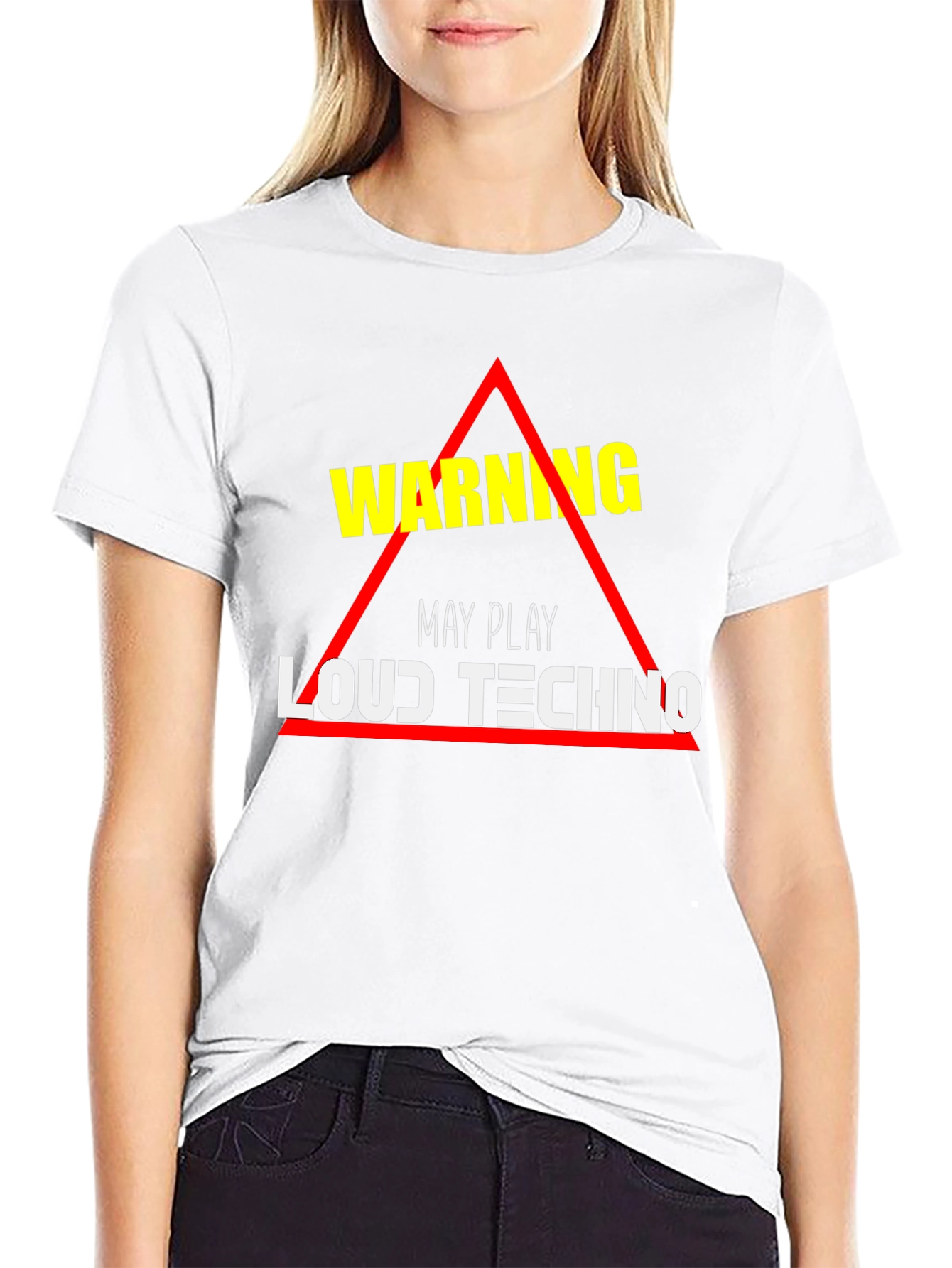 Warning: May Play Loud Techno Black T-Shirt