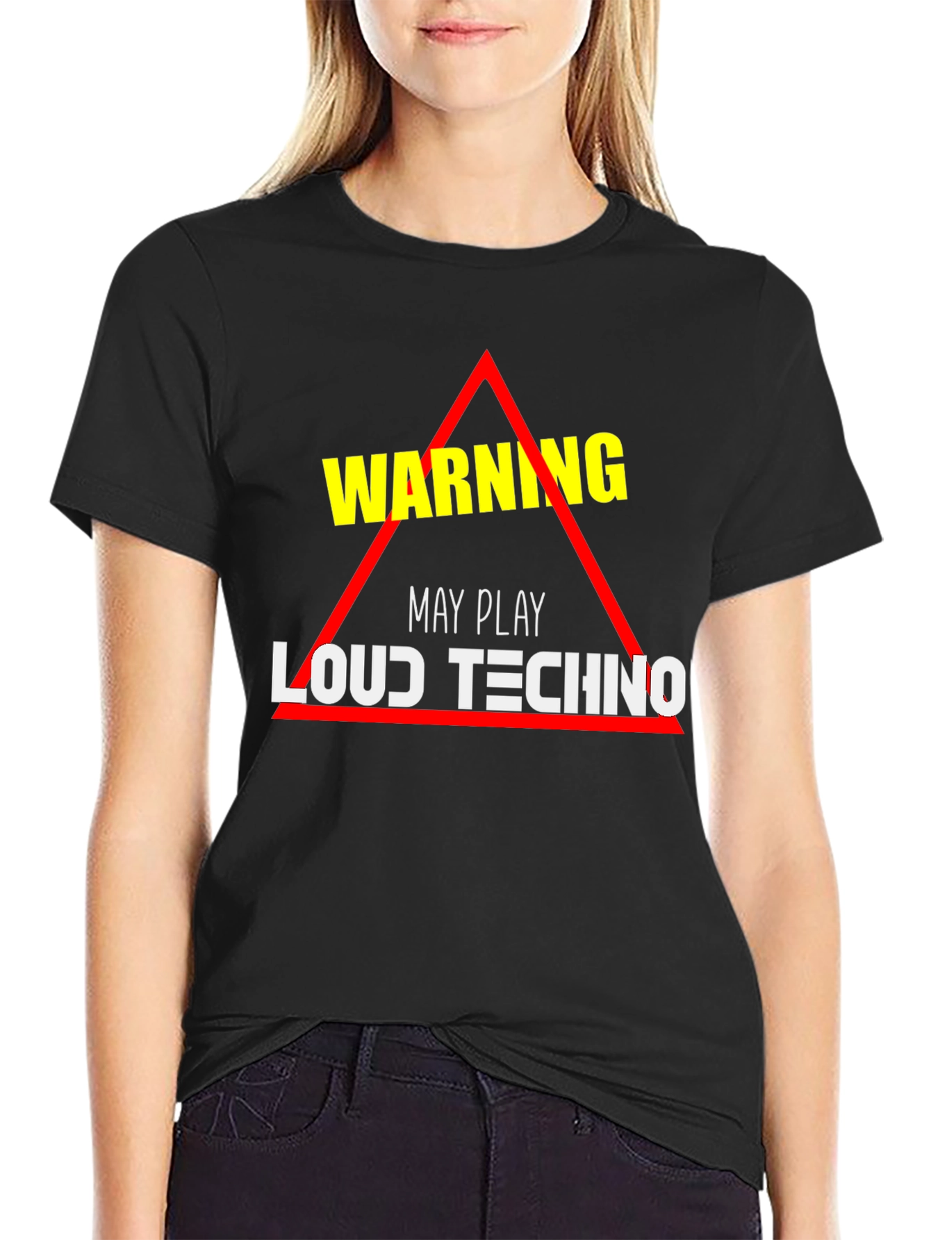 Warning: May Play Loud Techno Black T-Shirt
