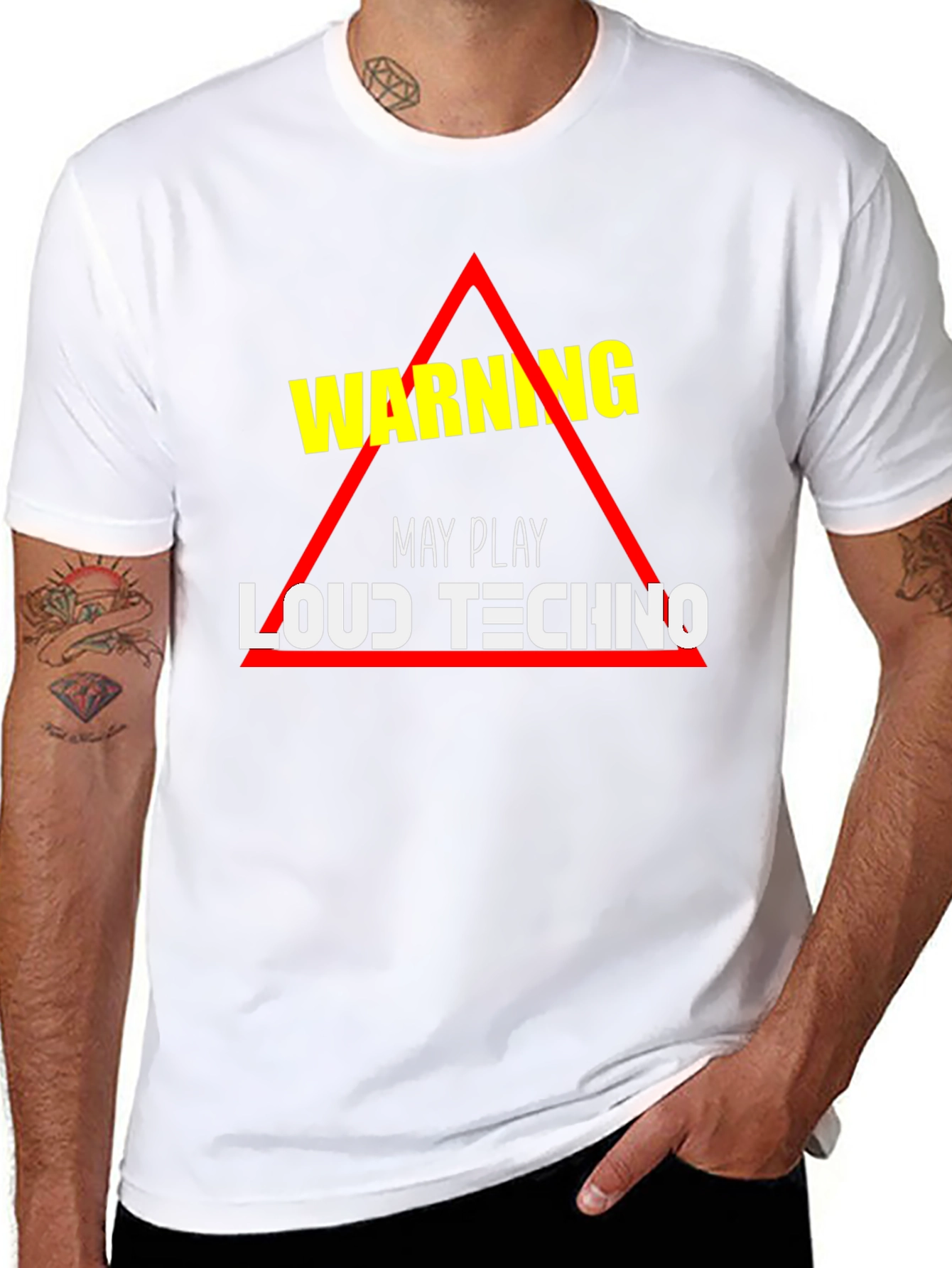 Warning: May Play Loud Techno Black T-Shirt