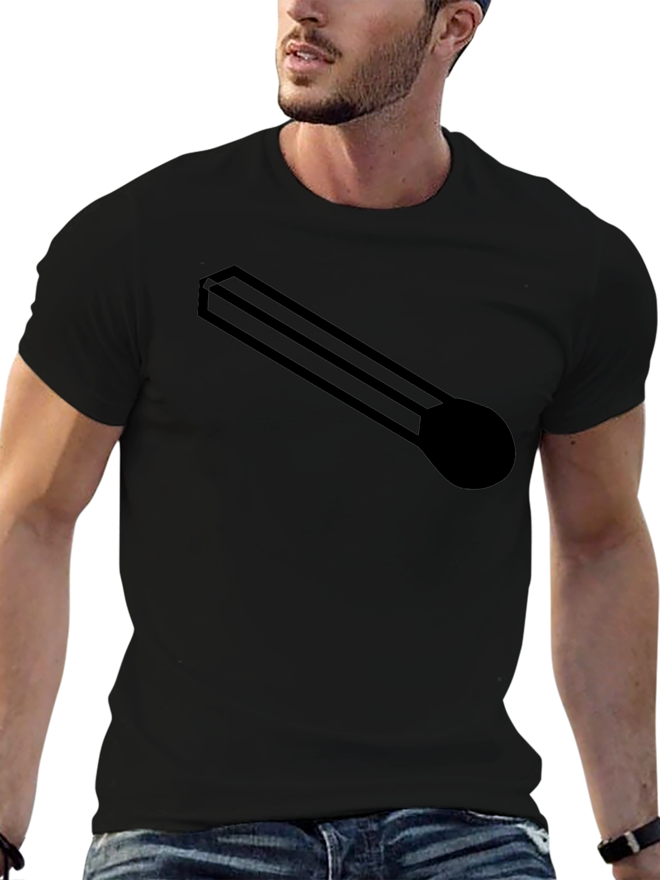Optical Illusion Matchstick Black T-Shirt