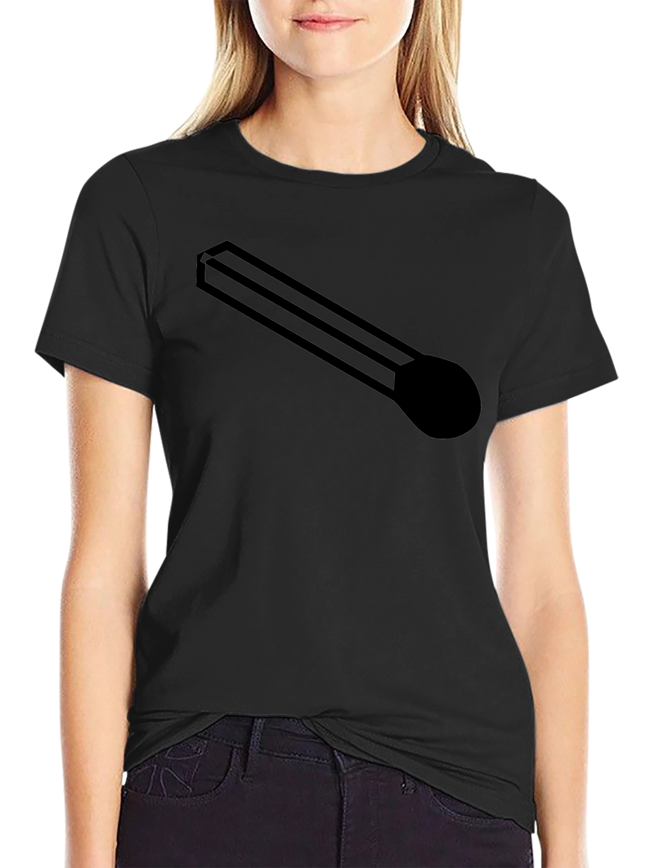 Optical Illusion Matchstick Black T-Shirt