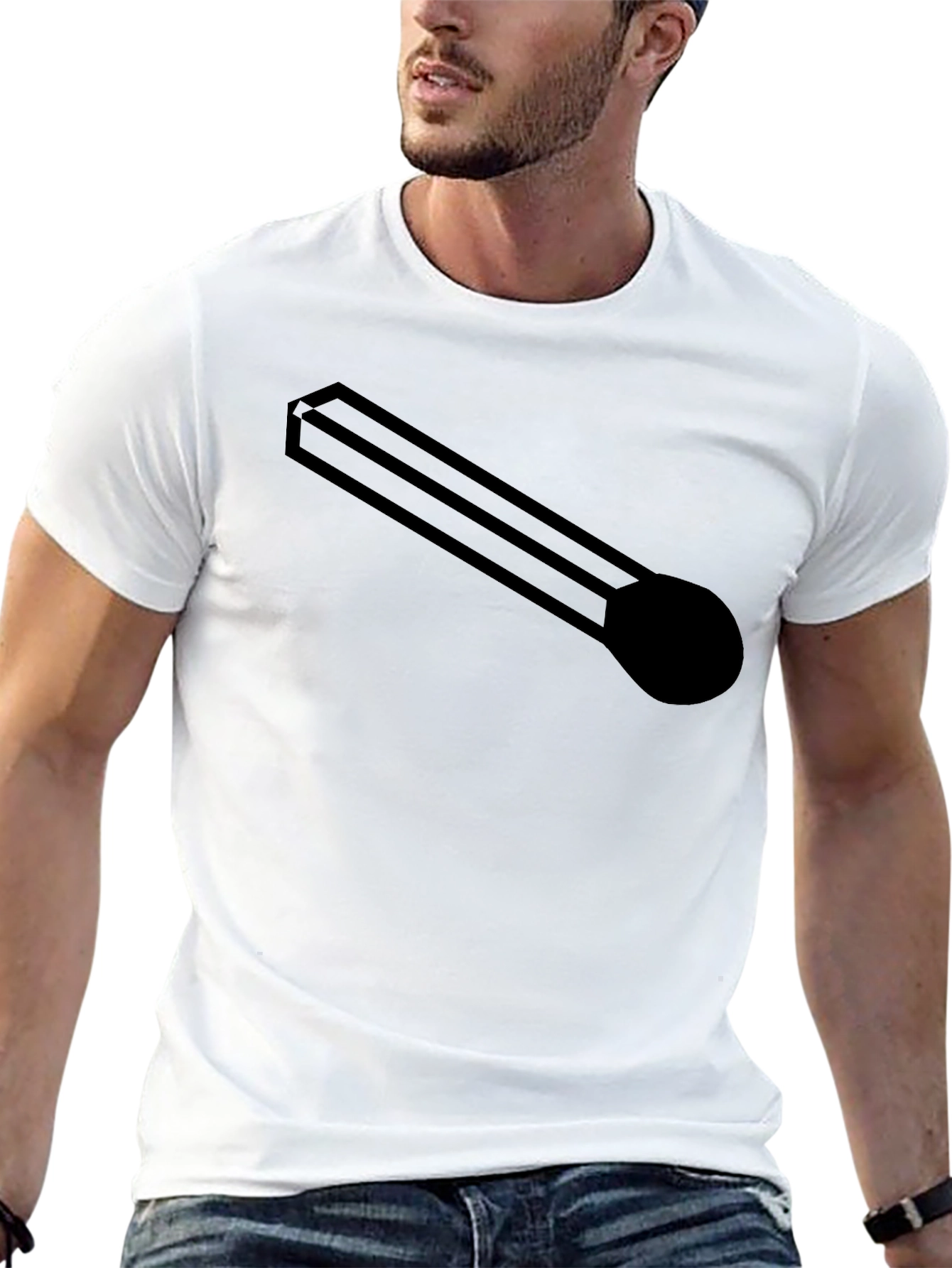 Optical Illusion Matchstick Black T-Shirt