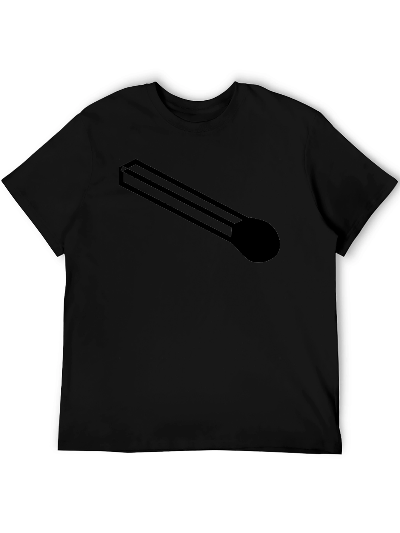 Optical Illusion Matchstick Black T-Shirt