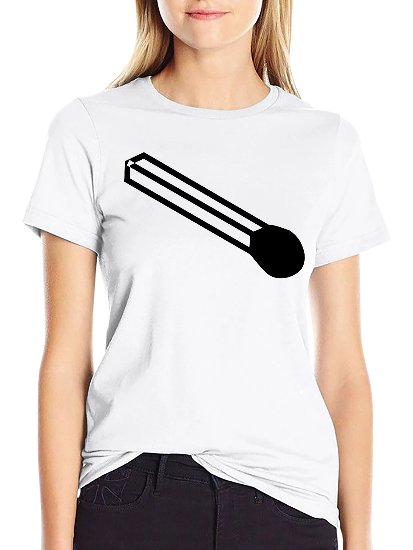 Optical Illusion Matchstick Black T-Shirt