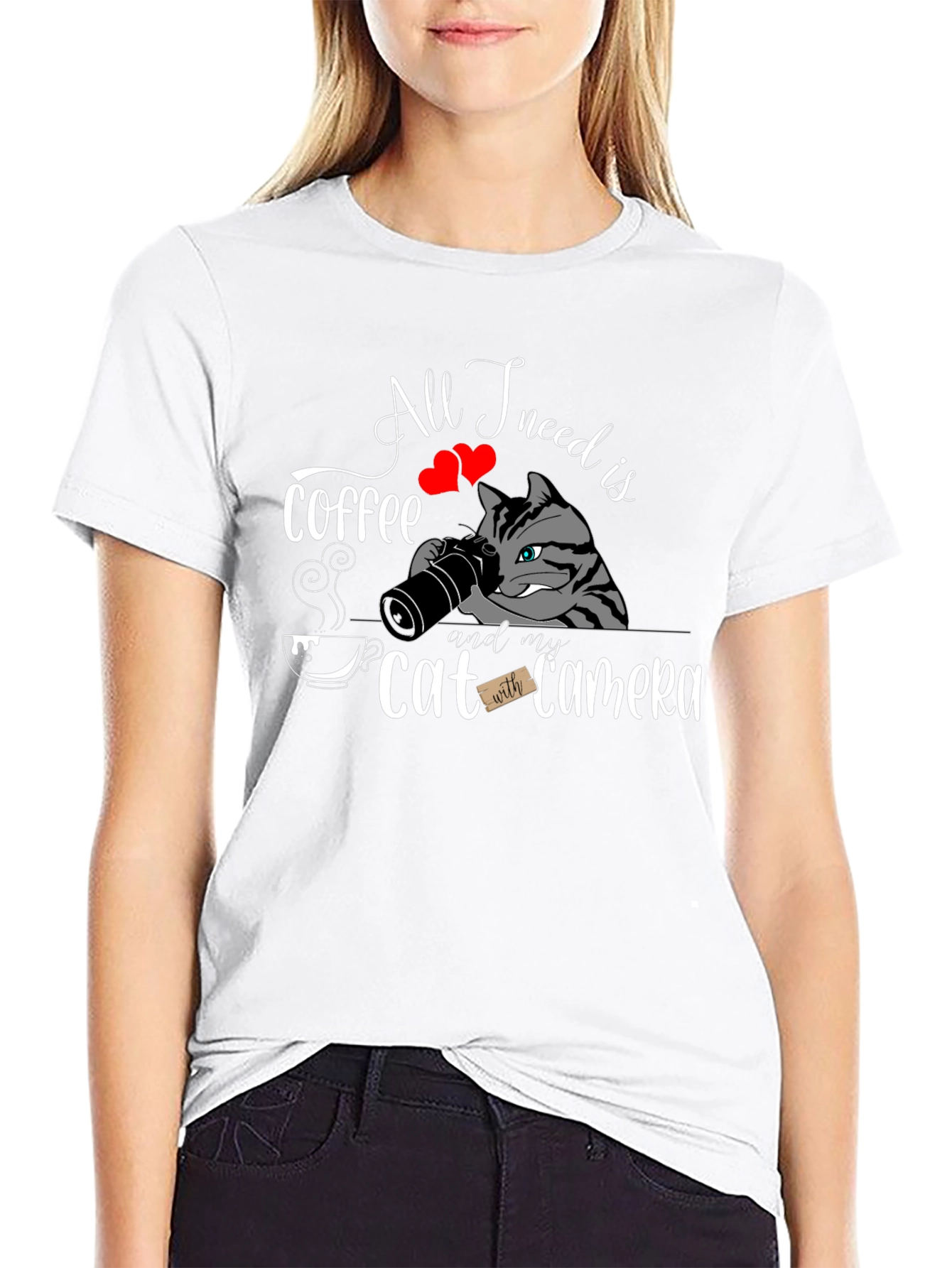 Coffee Cat Camera T-Shirt - All I Need Is...