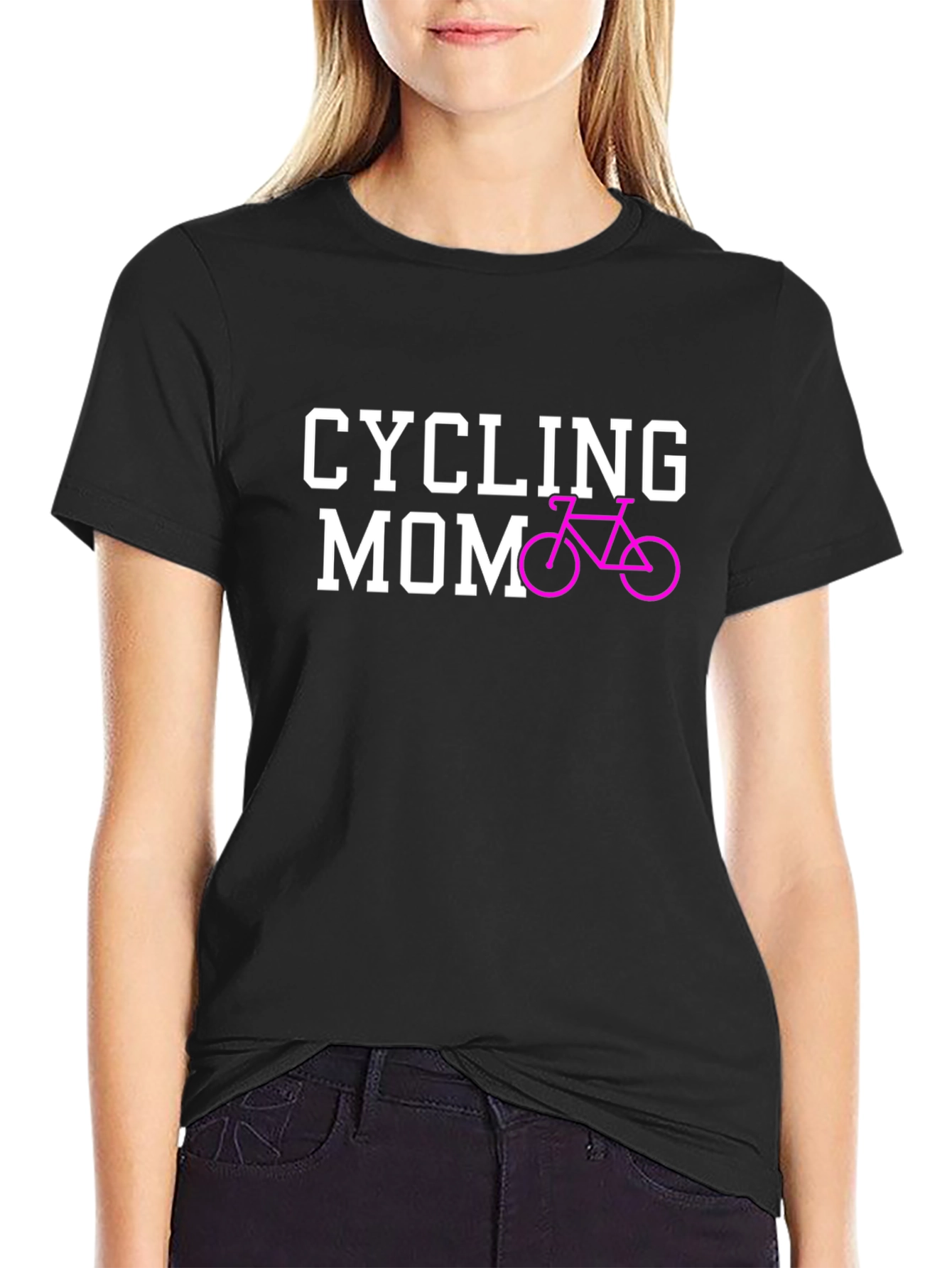 Cycling Mom Graphic Tee - Black