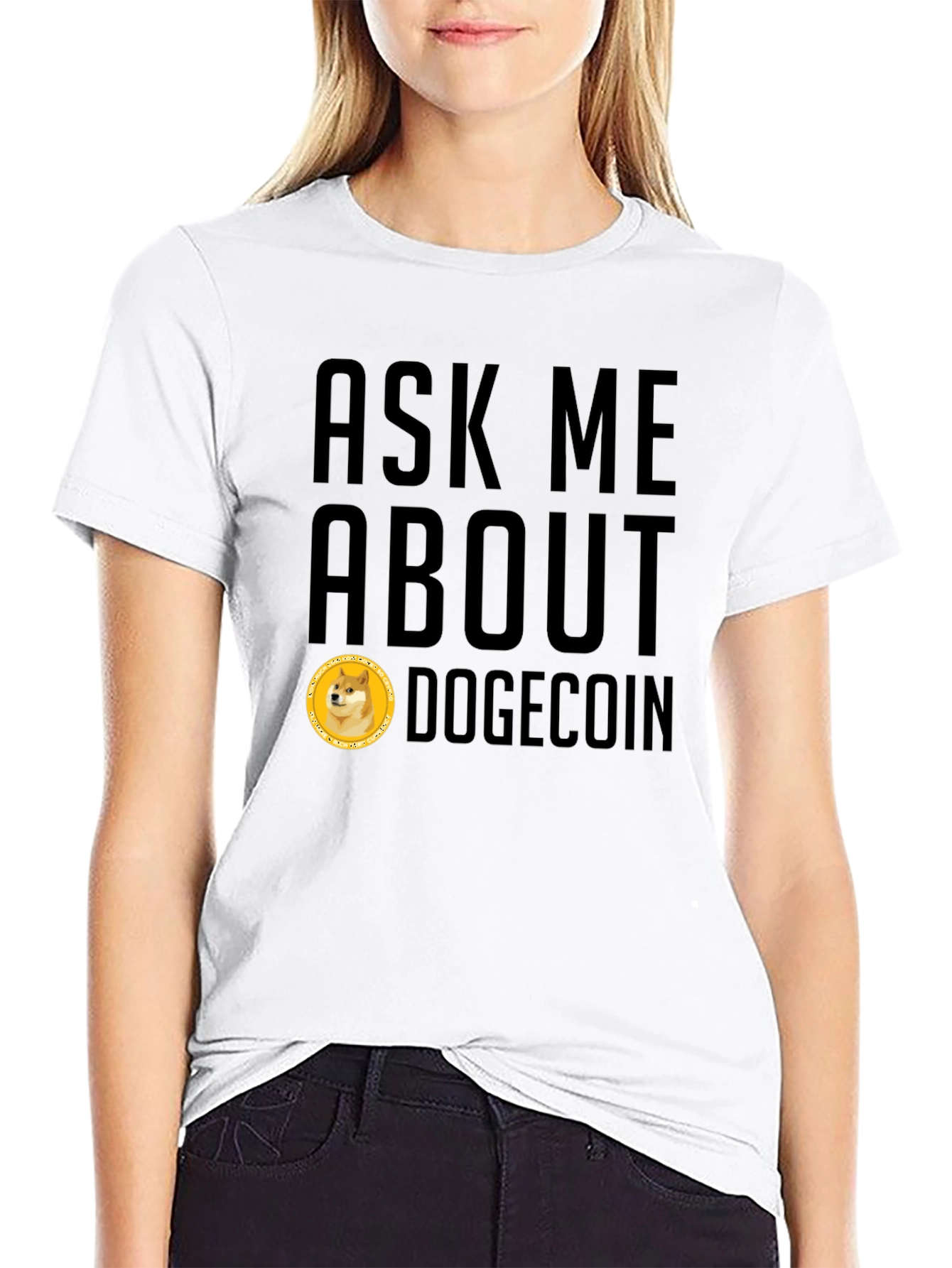Ask Me About Dogecoin Black T-Shirt