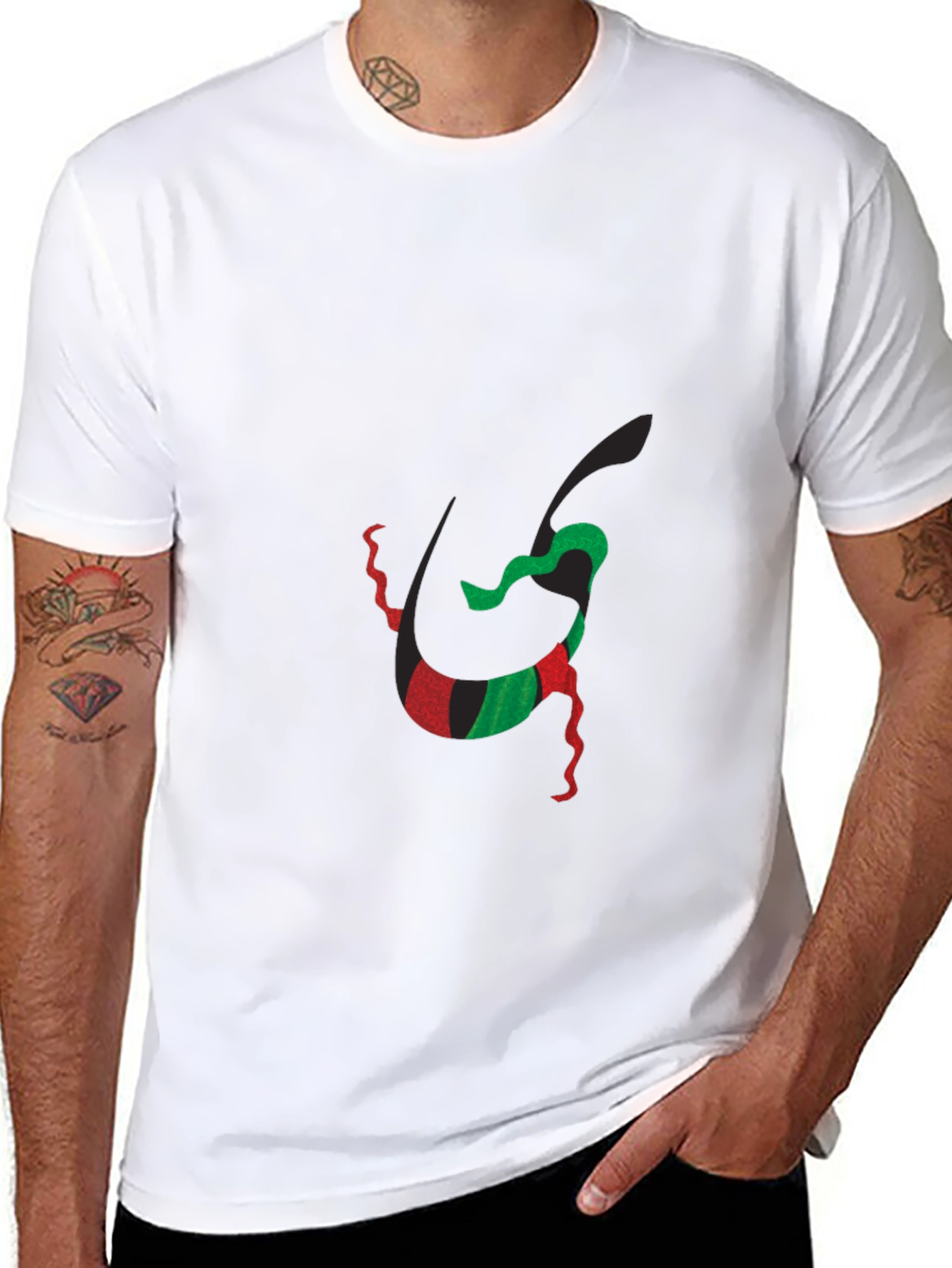 Abstract Kwanzaa-Inspired Graphic Black Tee