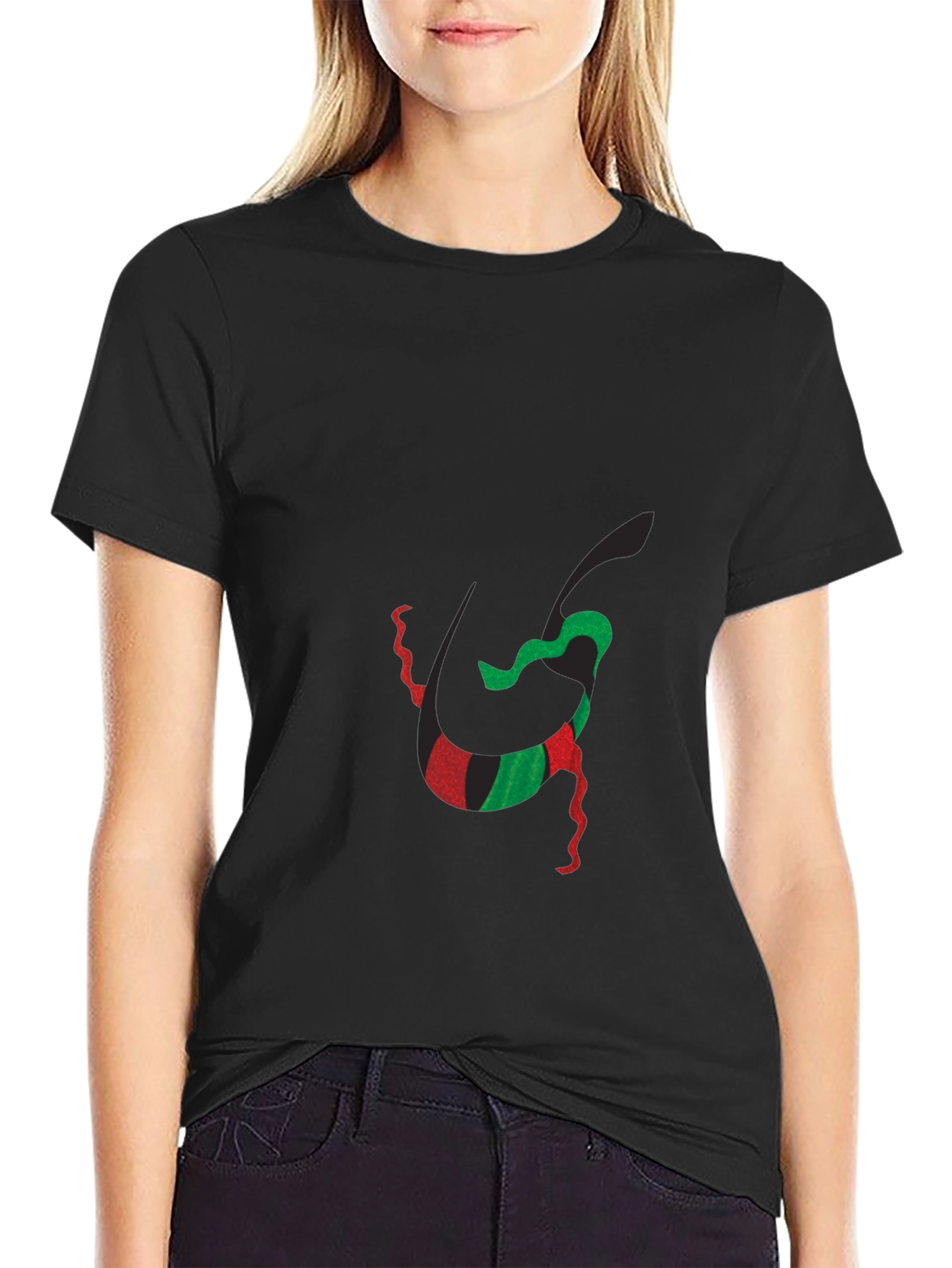 Abstract Kwanzaa-Inspired Graphic Black Tee